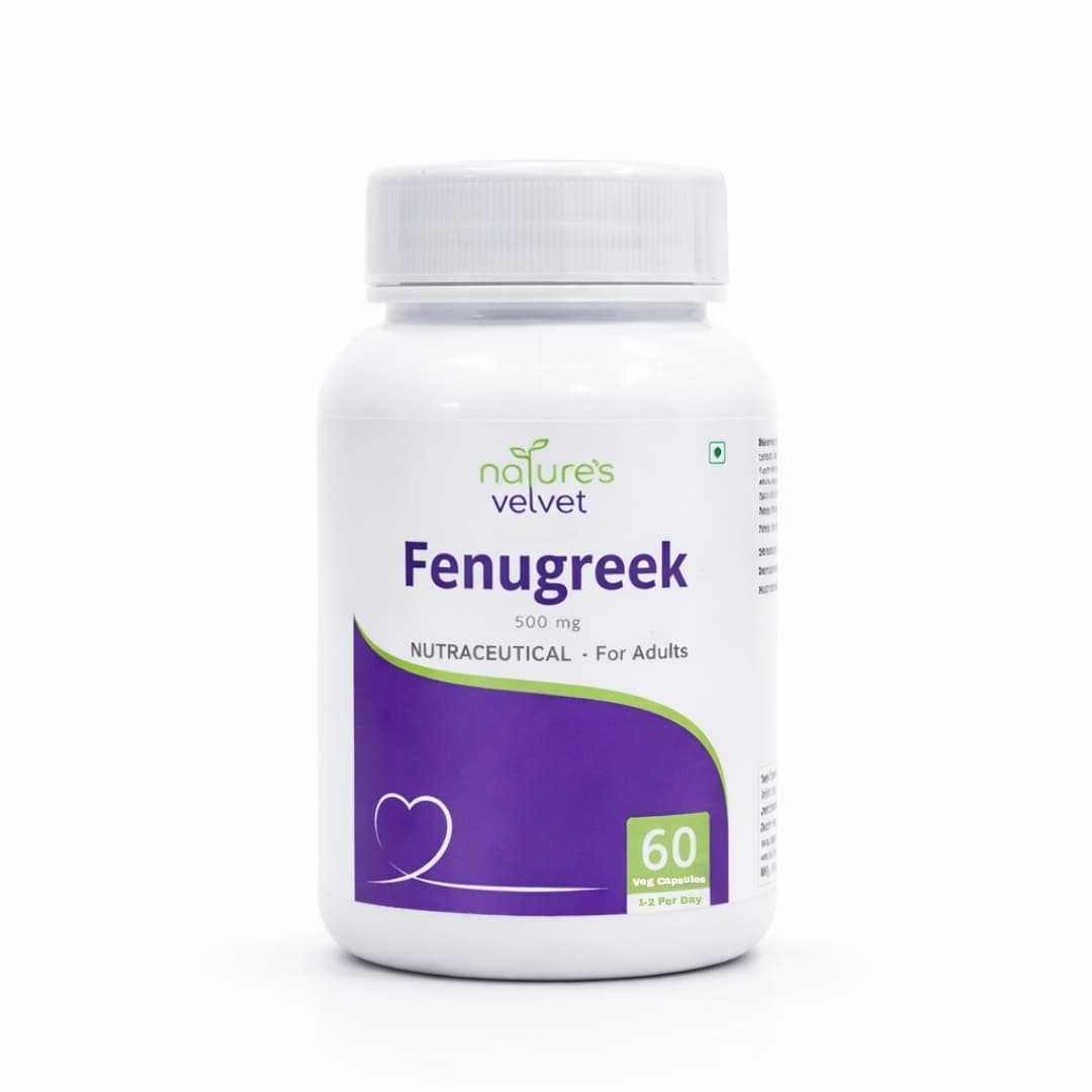 Natures Velvet Fenugreek Extract 500 mg Veg Capsules for Blood Sugar Support & Metabolism, Herbal Supplement for Diabetes Care – 60 Veg Capsules - Nutrition and Fitness Supplements | Buy online on ZillyBuy