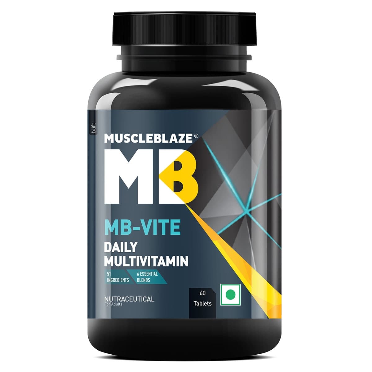 MuscleBlaze MB-Vite Daily Multivitamin (60 Tablets) With 51 Ingredients & 6 Blends, Vitamins & Minerals, Prebiotic & Probiotics, Amino Acid Blends - Nutrition and Fitness Supplements | Buy online on ZillyBuy