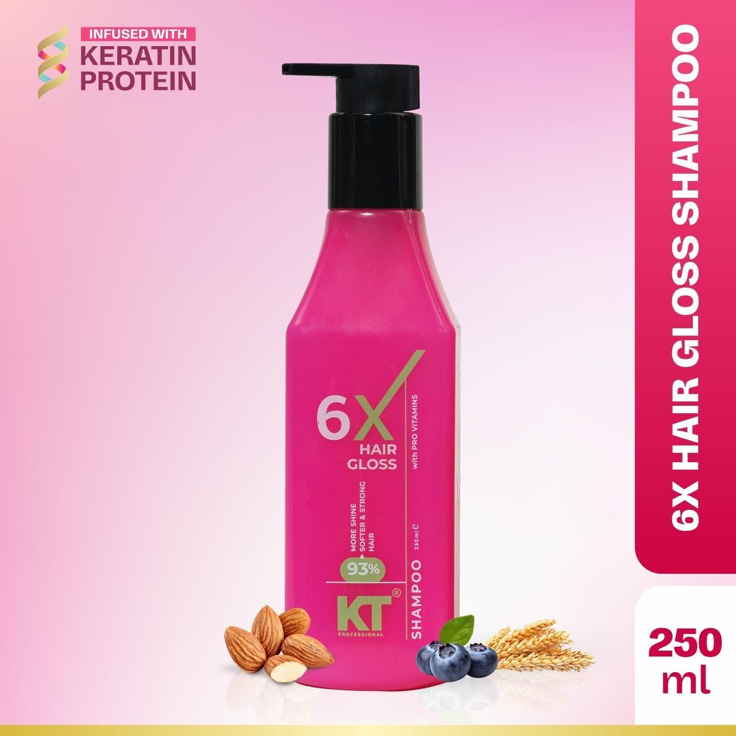 KT Professional 6X Hair Gloss Shampoo, 93% More Shine, Pro-Vitamin & Sulfate-Free - 250ml - Hair Care - Shampoo, Oils, Conditioners | Buy online on ZillyBuy