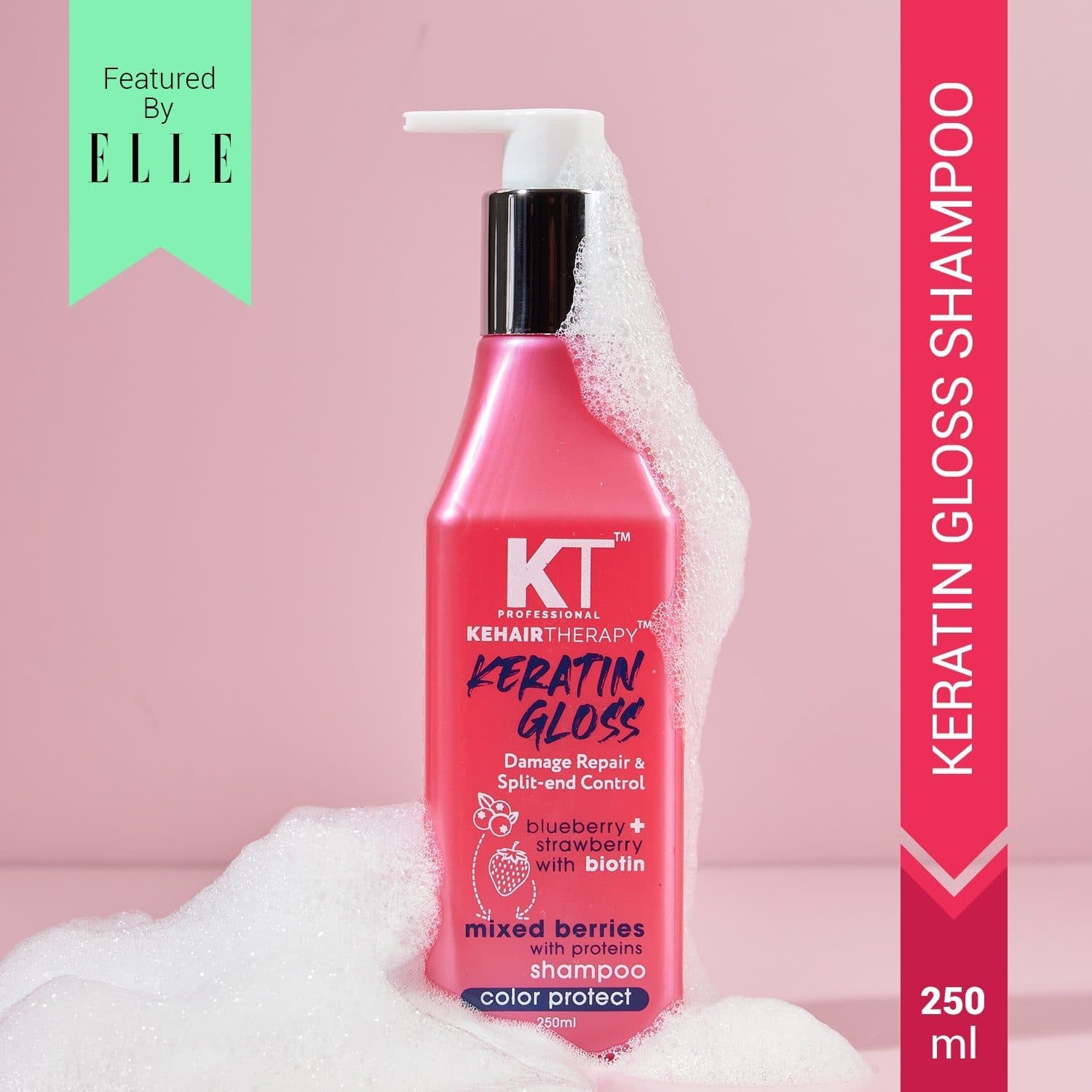 KT Professional Keratin Gloss Shampoo, Damaged Hair & Split-End Control - 250ml - Hair Care - Shampoo, Oils, Conditioners | Buy online on ZillyBuy