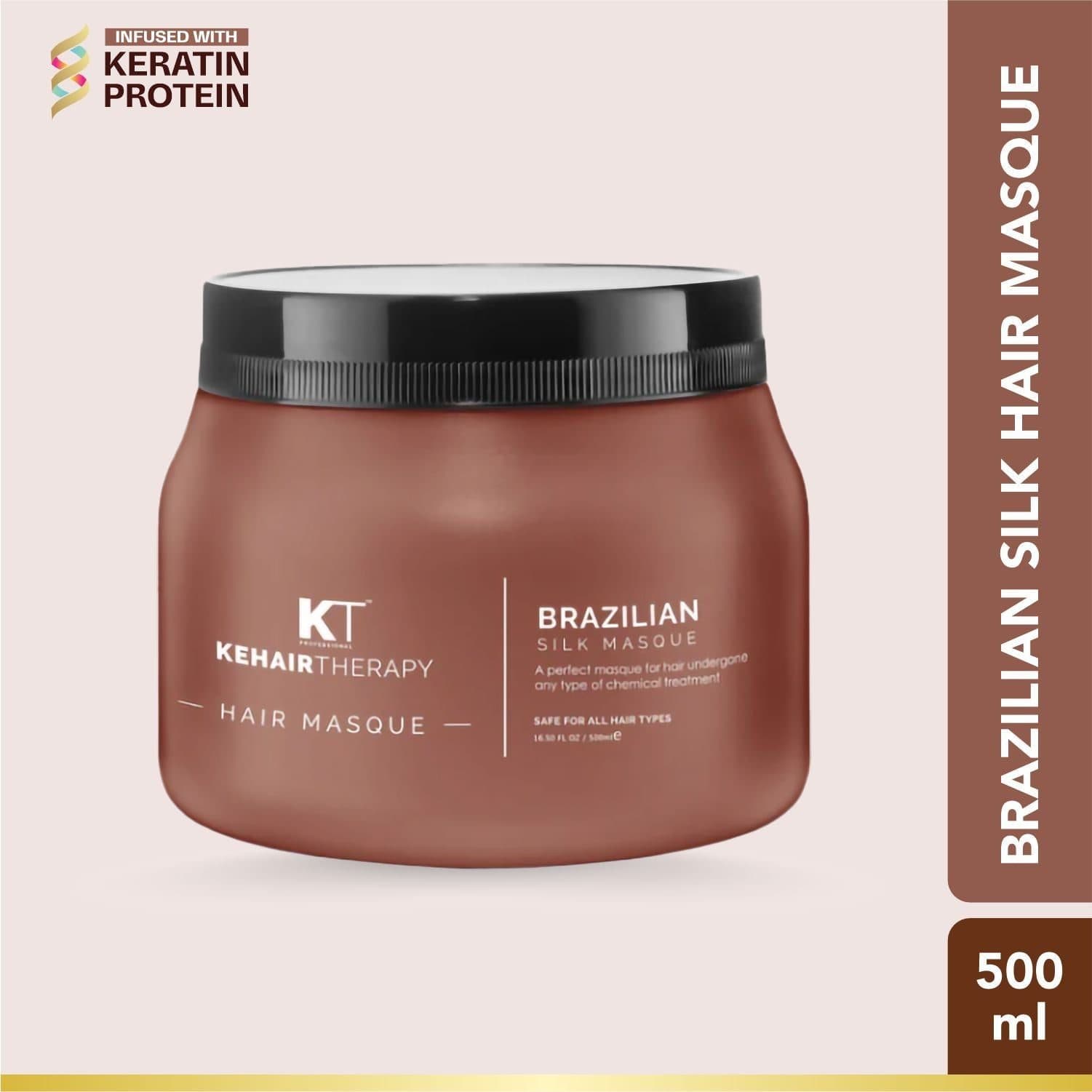 KT Professional Brazilian Silk Hair Masque, Best for Chemically Treated Hair - 500ml