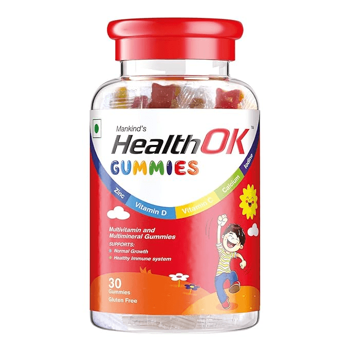 Mankind Health OK Gummies Multivitamin and Multimineral for Kids Supports Normal Growth Healthy Immune system and Brain Function for 7 -17-year-old Bottle of 30 Gummies - Nutrition and Fitness Supplements | Buy online on ZillyBuy