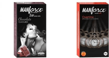 MANFORCE Chocolate flavor condom - 10 Pieces & 3 in 1 Condoms (Ribbed Contour Dotted) Overtime Orange Flavoured- 10 Pieces Condom (Set of 2 20 Sheets) - Sexual Wellness | Buy online on ZillyBuy