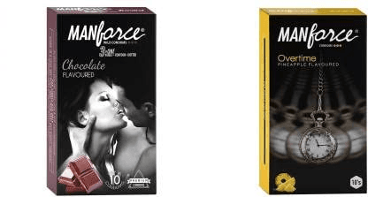 MANFORCE Chocolate flavor condom - 10 Pieces & Overtime Pineapple 3in1 (Ribbed Contour Dotted) Condoms - 10 Pieces Condom (Set of 2 20 Sheets) - Sexual Wellness | Buy online on ZillyBuy