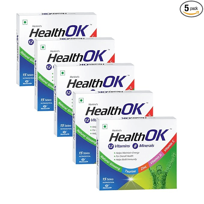 Health Ok Multi Vitamin and Mineral Health Supplement (for Energy and Overall Health with added Immunity) Tablets (Pack of 5) - Nutrition and Fitness Supplements | Buy online on ZillyBuy