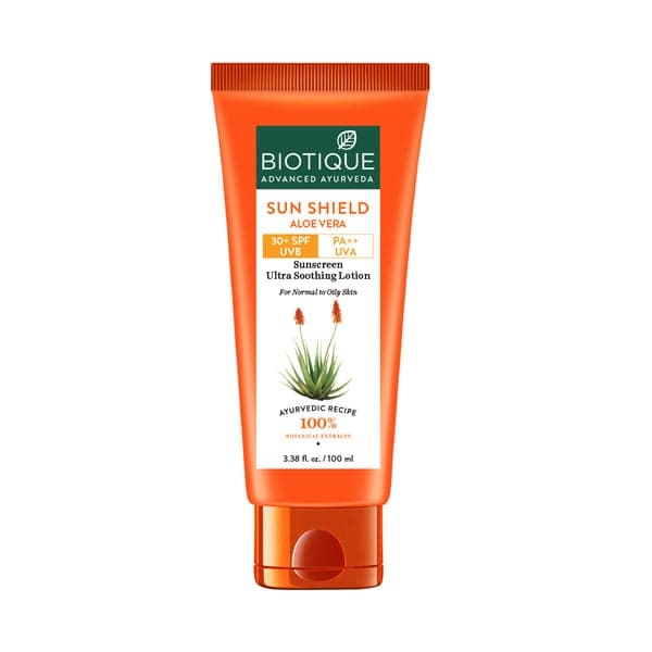 Biotique AloeVera Lotion 100ml, Sunscreen, Sun Shield Aloe Vera 30 + SPF Sunscreen Lotion 100ml - Skin Care - Lotions, Moisturisers, and Creams | Buy online on ZillyBuy
