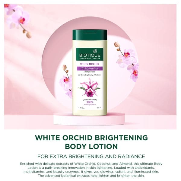 Biotique White Orchid Brightening Body Lotion 300ml - Skin Care - Lotions, Moisturisers, and Creams | Buy online on ZillyBuy