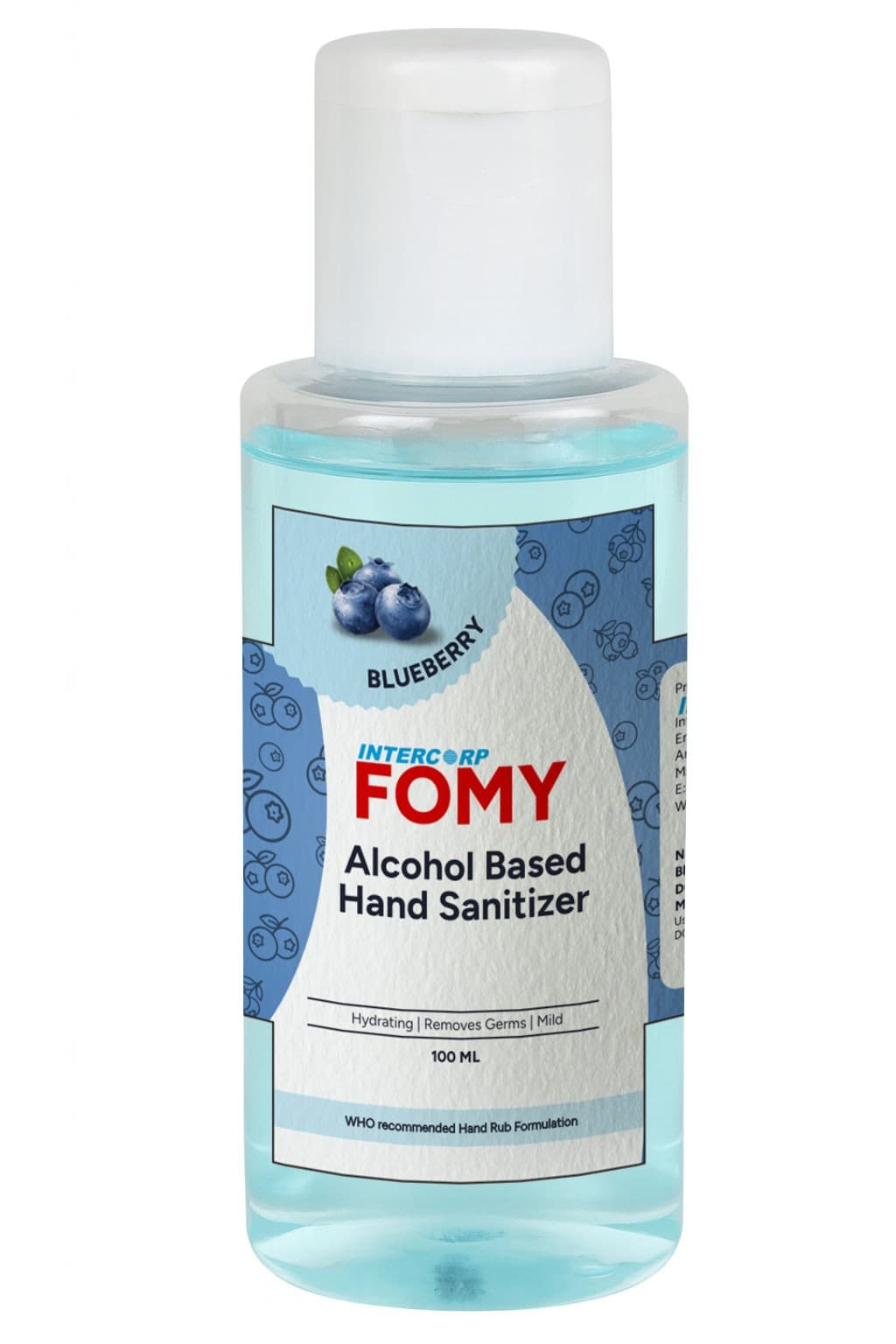 Intercorp Fomy 75% Isopropyl Alcohol-based Hand Rub Sanitizer and Disinfectant - 100ml (Blueberry) - Sanitizers | Buy online on ZillyBuy
