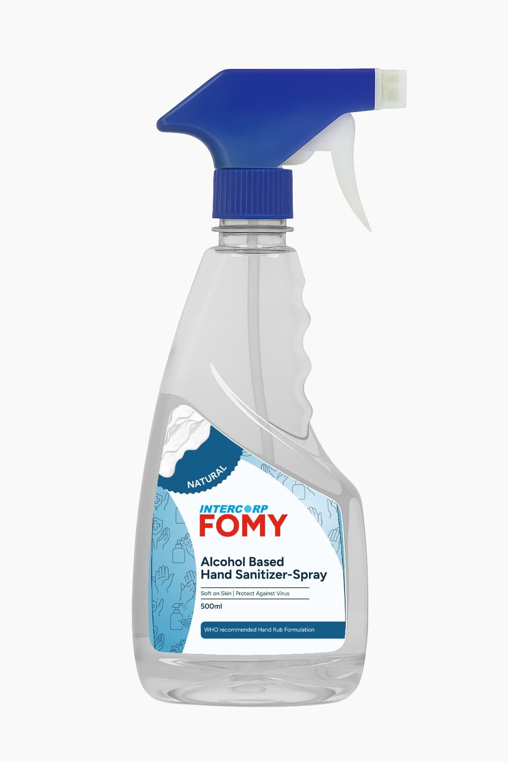Intercorp Fomy 75% Isopropyl Alcohol-based Hand Rub Sanitizer and Disinfectant Spray - 500ml (Natural) - Sanitizers | Buy online on ZillyBuy