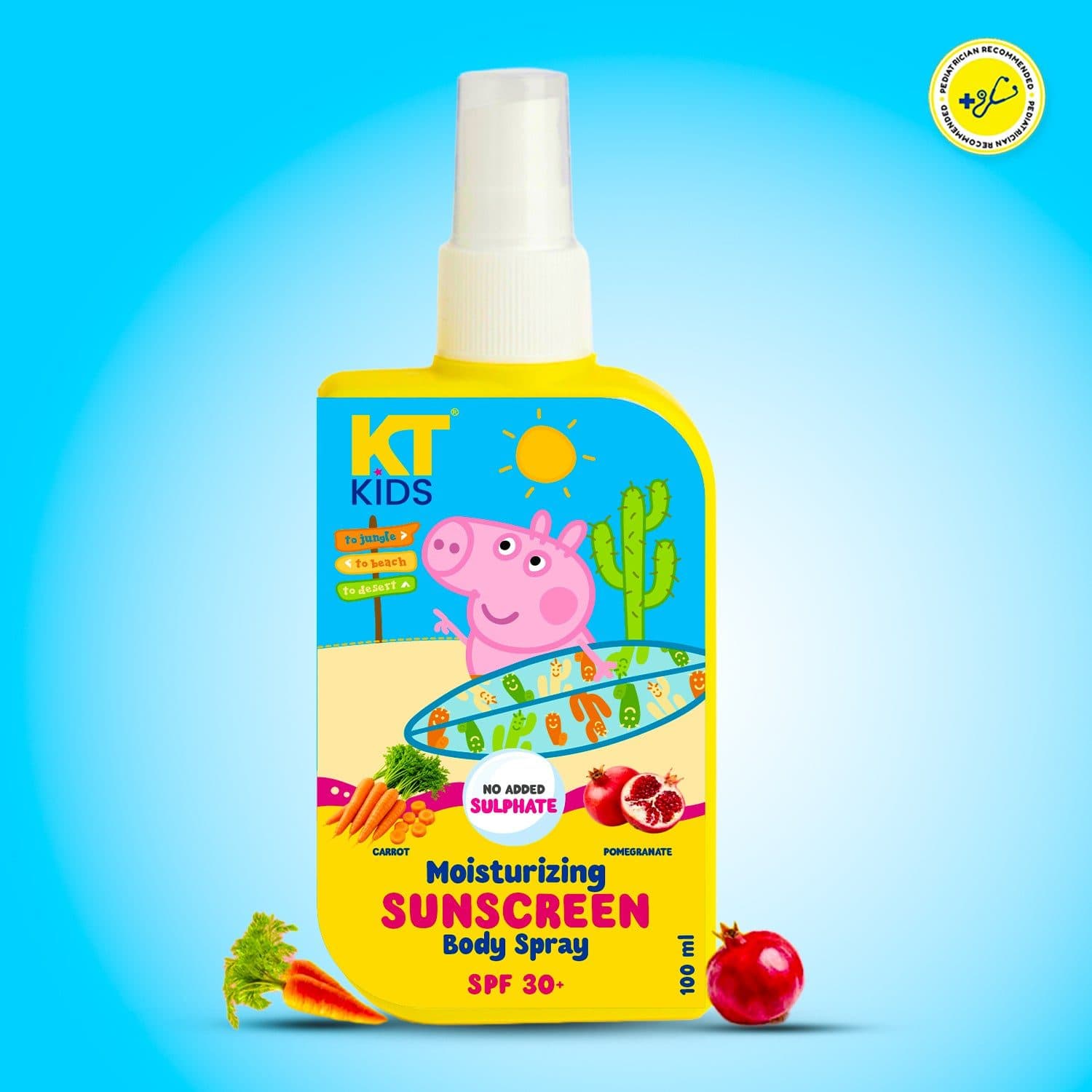 KT Kids Peppa Pig Moisturizing Sunscreen Body Spray, UV Protection – 100ml - Skin Care - Lotions, Moisturisers, and Creams | Buy online on ZillyBuy