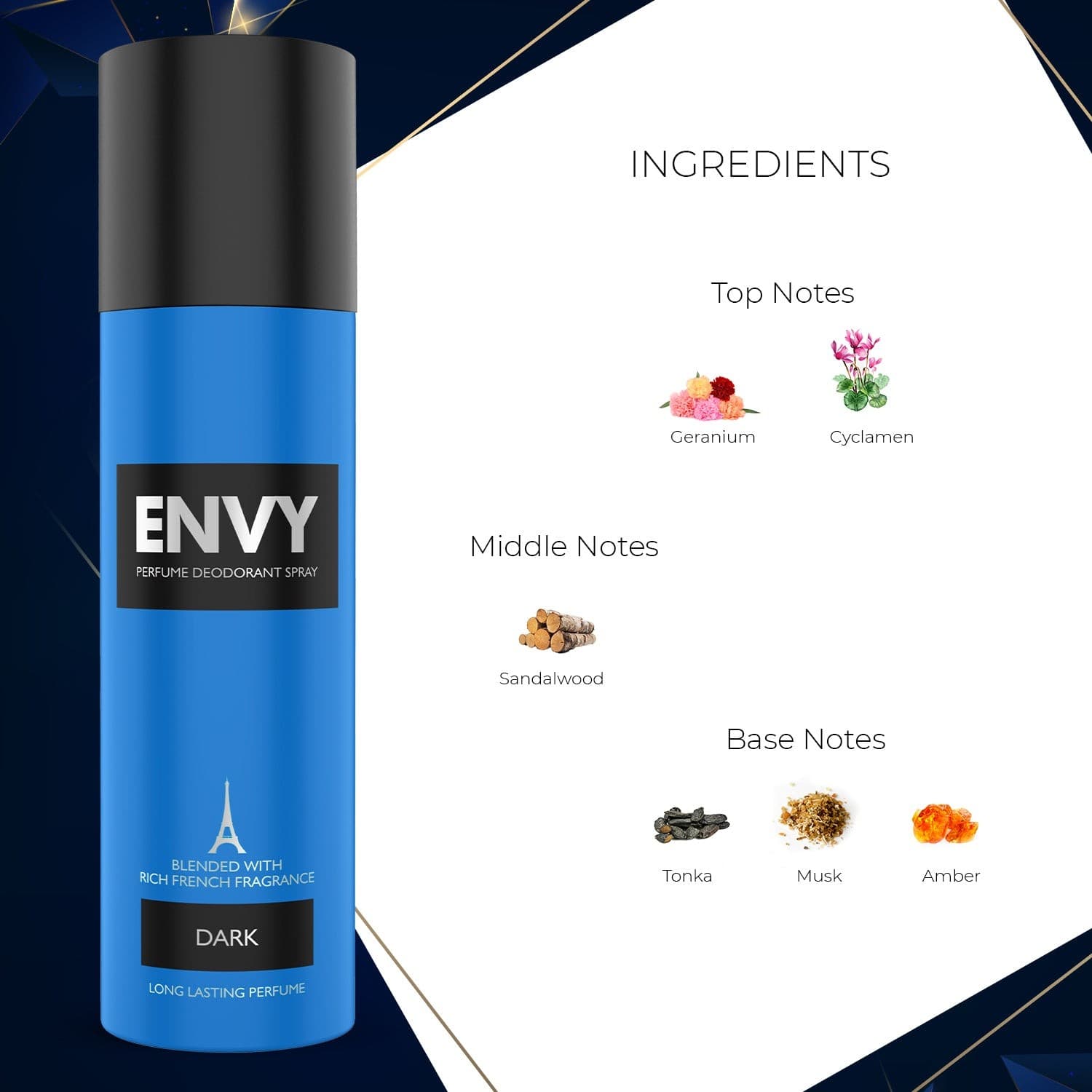 ENVY Pack of 3 Dark Deos For Men - 120ml Each - Fragrance | Buy online on ZillyBuy
