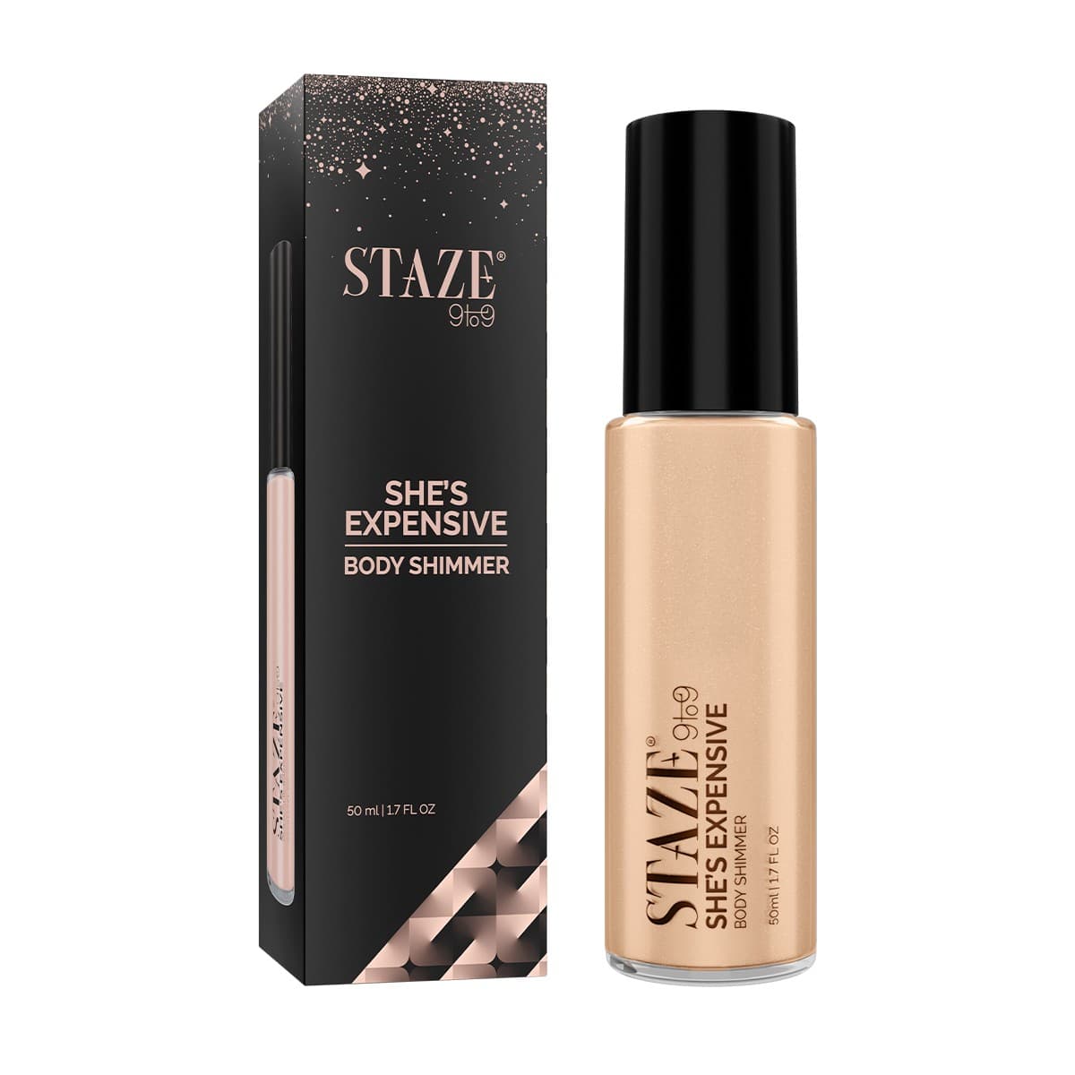 Staze 9to9 She's Expensive Body Shimmer - 01 Rose Gold - Makeup - Face | Buy online on ZillyBuy