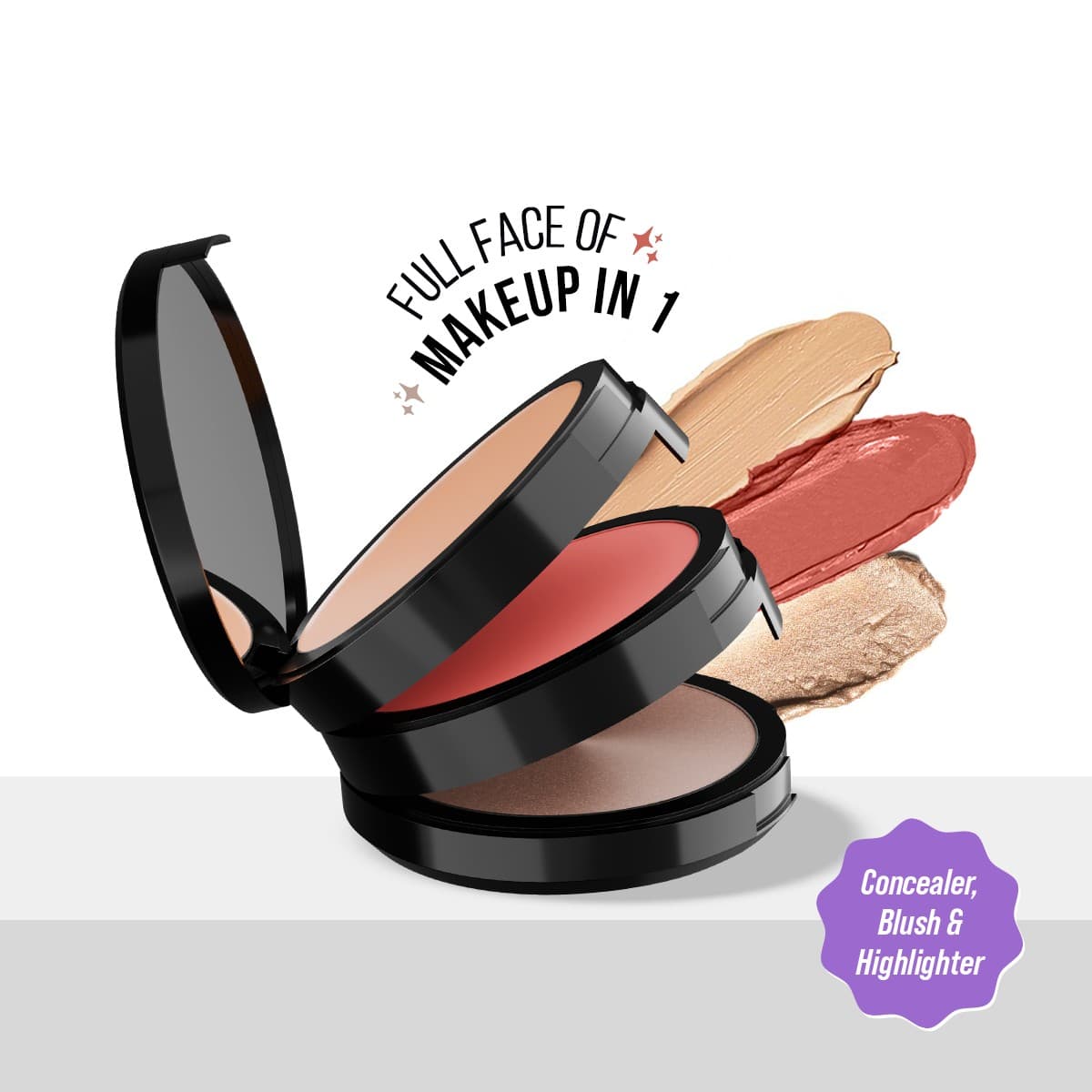 Staze 9to9 Triple Treat Stacked Face Palette - 01 Main Character - Makeup - Face | Buy online on ZillyBuy