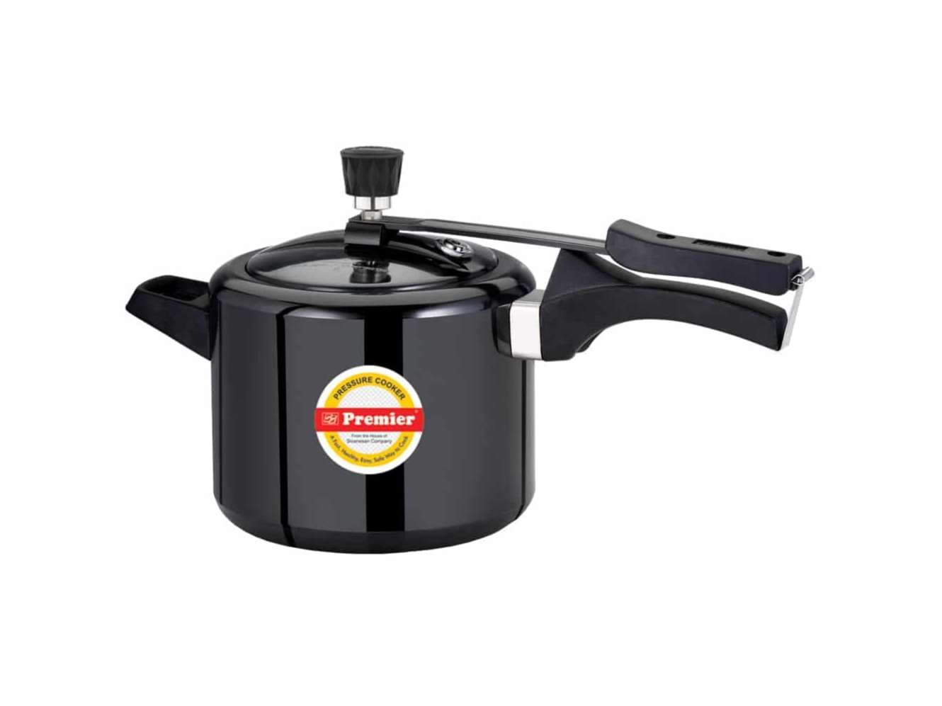 Premier Trendy Black Aluminum Inner Lid Pressure Cooker - 5LTR