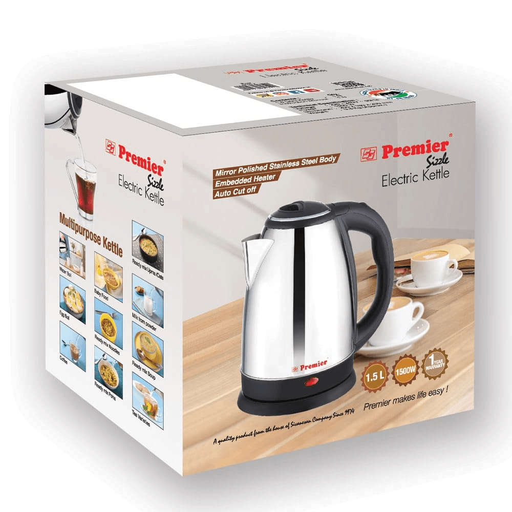 Premier Stainless Steel Electric Kettle - 1.5 Ltr