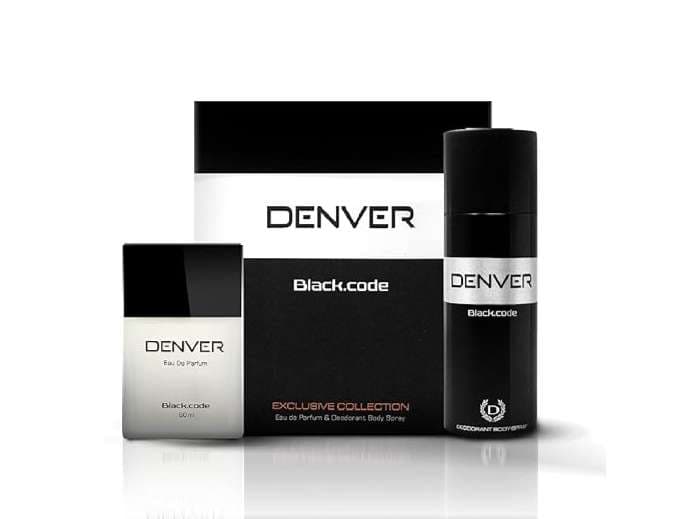 Denver Black Code Gift Pack Set - Deodorant 150ml + Perfume 60ml, Fresh, Aerosol, Long Lasting Deo Perfume Scent For Men - Fragrance | Buy online on ZillyBuy