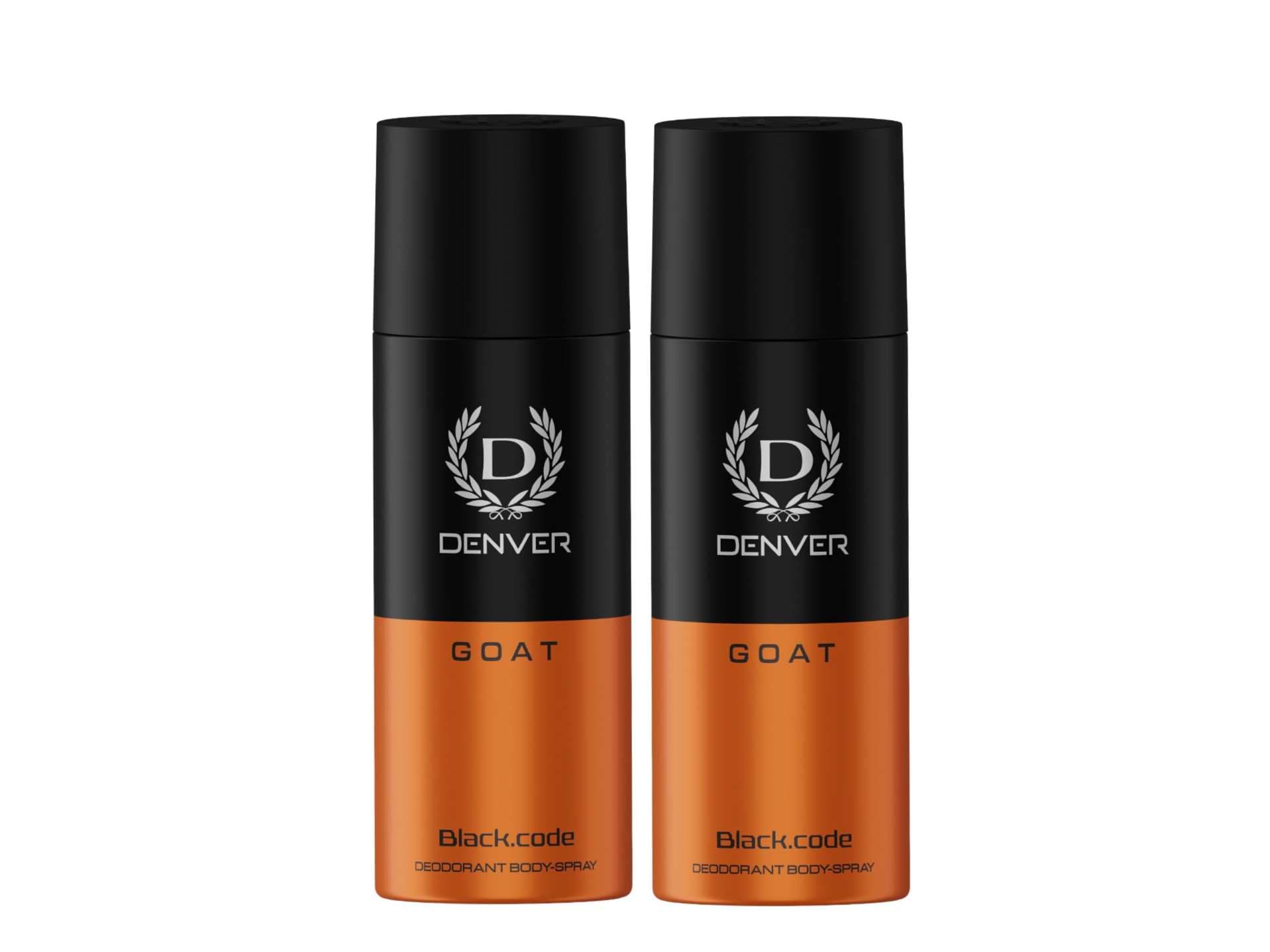 Denver G O A T Black Code, Long Lasting Deodorant Spray For Men -150ml Each (Pack of 2) - Fragrance | Buy online on ZillyBuy