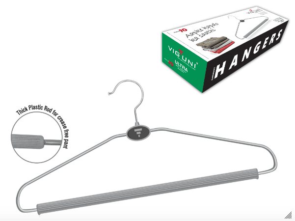 ULTRA 10-Piece Metal Garment Hanger Set - Durable, Sleek Design for Organizing Your Wardrobe - Closet/Laundry/Shoe Organization | Buy online on ZillyBuy