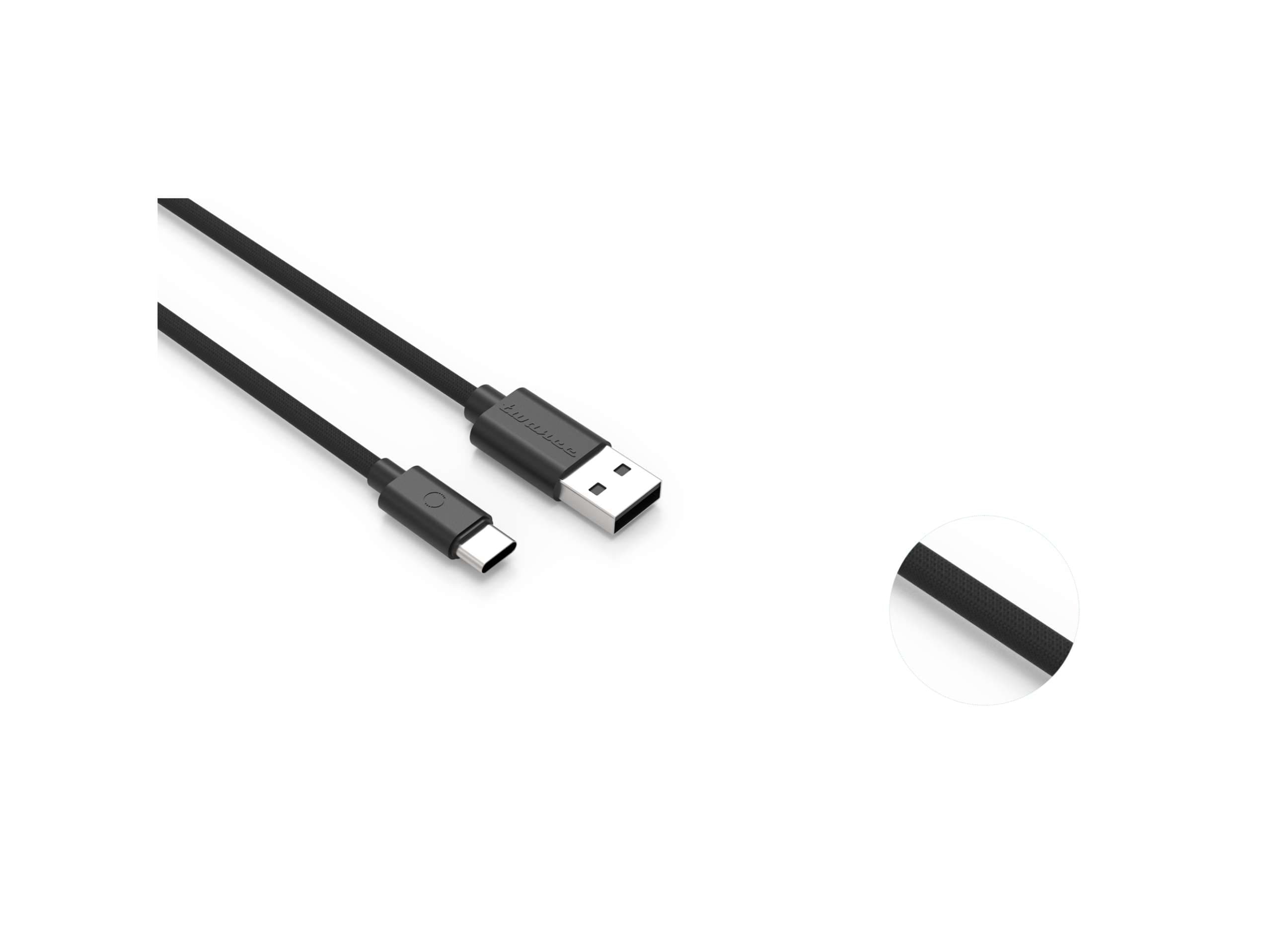 Twance T24B Braided - Type C to USB Charging & data transfer Cable, 2 M, Black - 10 Pieces - Charger | Buy online on ZillyBuy
