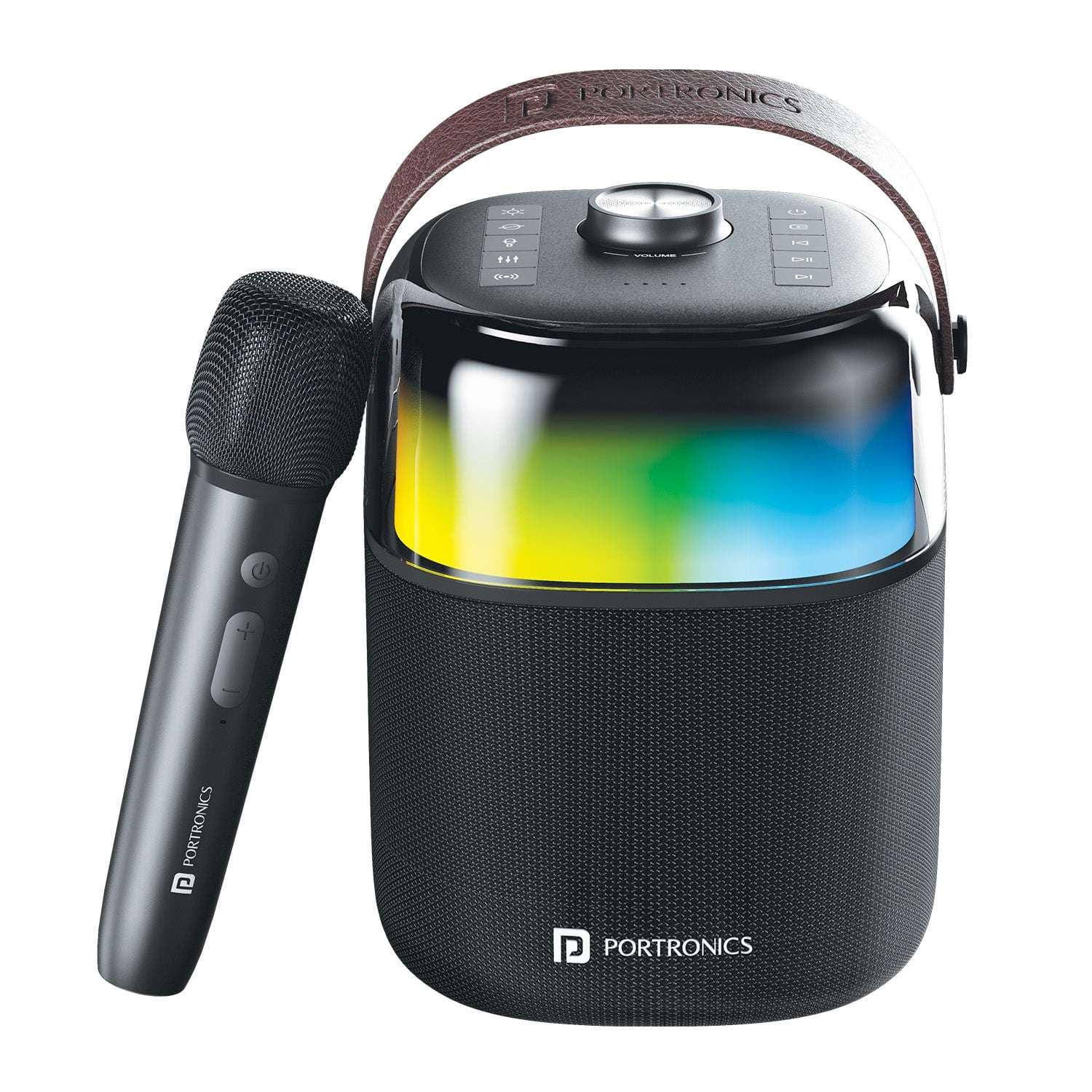 Portronics Dash 4 50W Wireless Bluetooth Party Speaker with Karaoke Mic, Upto 6 Hours Playtime, HD Sound, Bass Boost Technology, EQ Modes, 360° RGB Lights, BT 5.3v, AUX in, Type C Charging - Speaker | Buy online on ZillyBuy