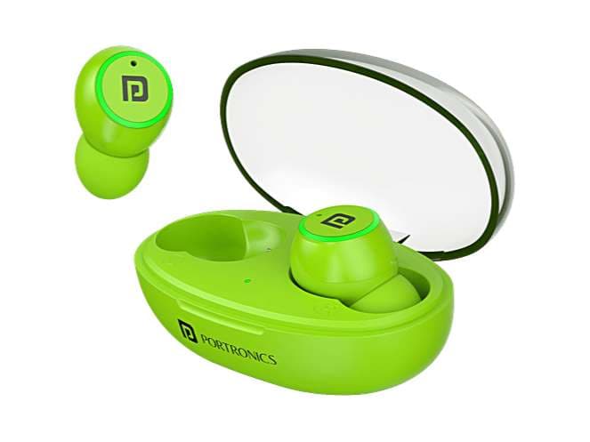 Portronics Harmonics Twins S13 Green, In Ear True Wireless Earbuds with Mic, 24H Playtime, Game/Music Mode, Touch Control, 8mm Driver - Earphone | Buy online on ZillyBuy