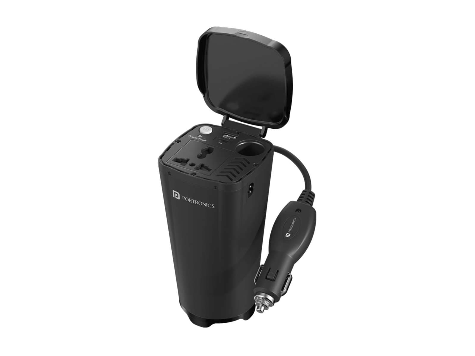 Portronics Car Power One 200W Car Charger with 30W Type-C PD,12V Car Plug Power Cord, 18W USB Port, AC Socket, Cigarette Lighter Slot, LED Indicator - Charger | Buy online on ZillyBuy