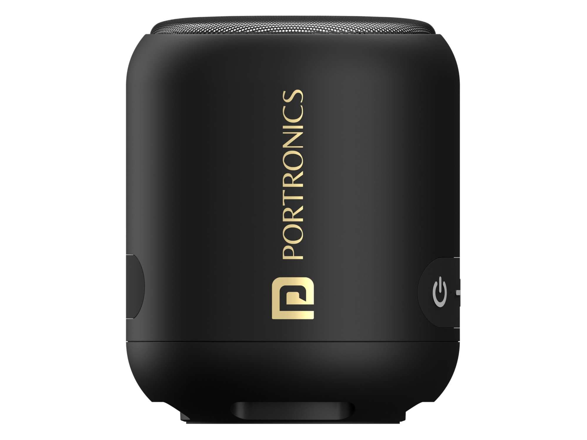 Portronics SoundDrum 1 12W TWS Portable Bluetooth Speaker with Powerful Bass, Bluetooth 5.3V, 360 Surround Sound, USB Drive in, Type C Fast Charging - Black