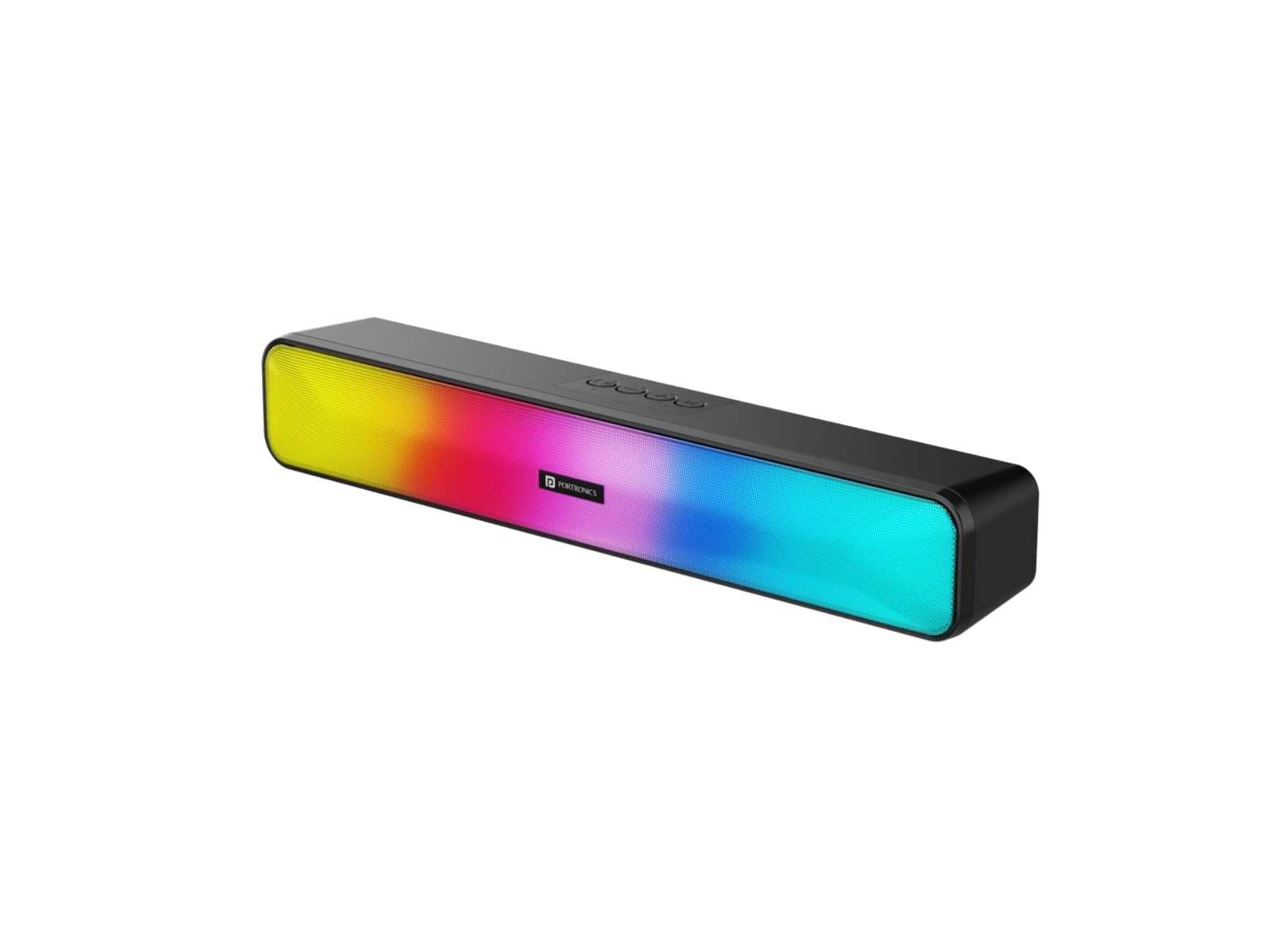 Portronics Radian 16W Bluetooth Stereo Soundbar with Multicolour LED Lights, in-Built FM Radio, Built in Mic, Aux in 3.5mm, Micro SD Slot - Speaker | Buy online on ZillyBuy