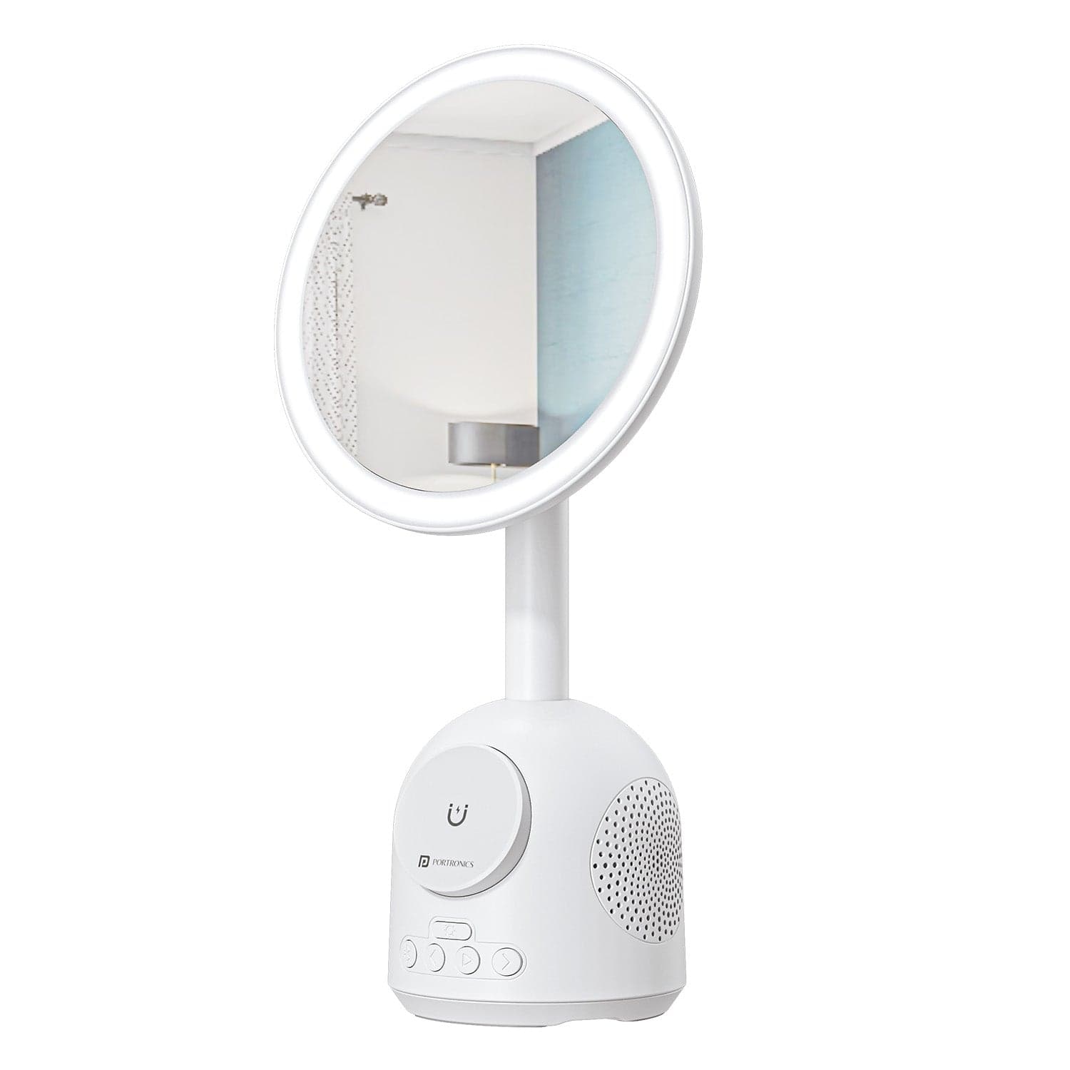 Portronics Movo II 15W Wireless Charger, 5W Bluetooth Speaker, 3 Ring LED lights, Makeup Mirror - Charger | Buy online on ZillyBuy