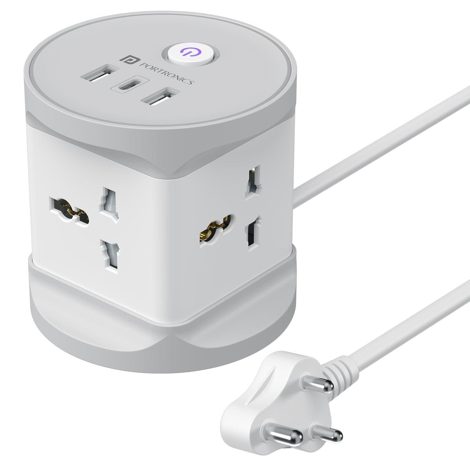 Portronics Power Plate 9 Pro 7-in-1 Power Extender, 4x Universal Sockets, 2x USB-A, Type-C Port, 2M Cord, Space-Saving with ON/OFF Switch - Charger | Buy online on ZillyBuy