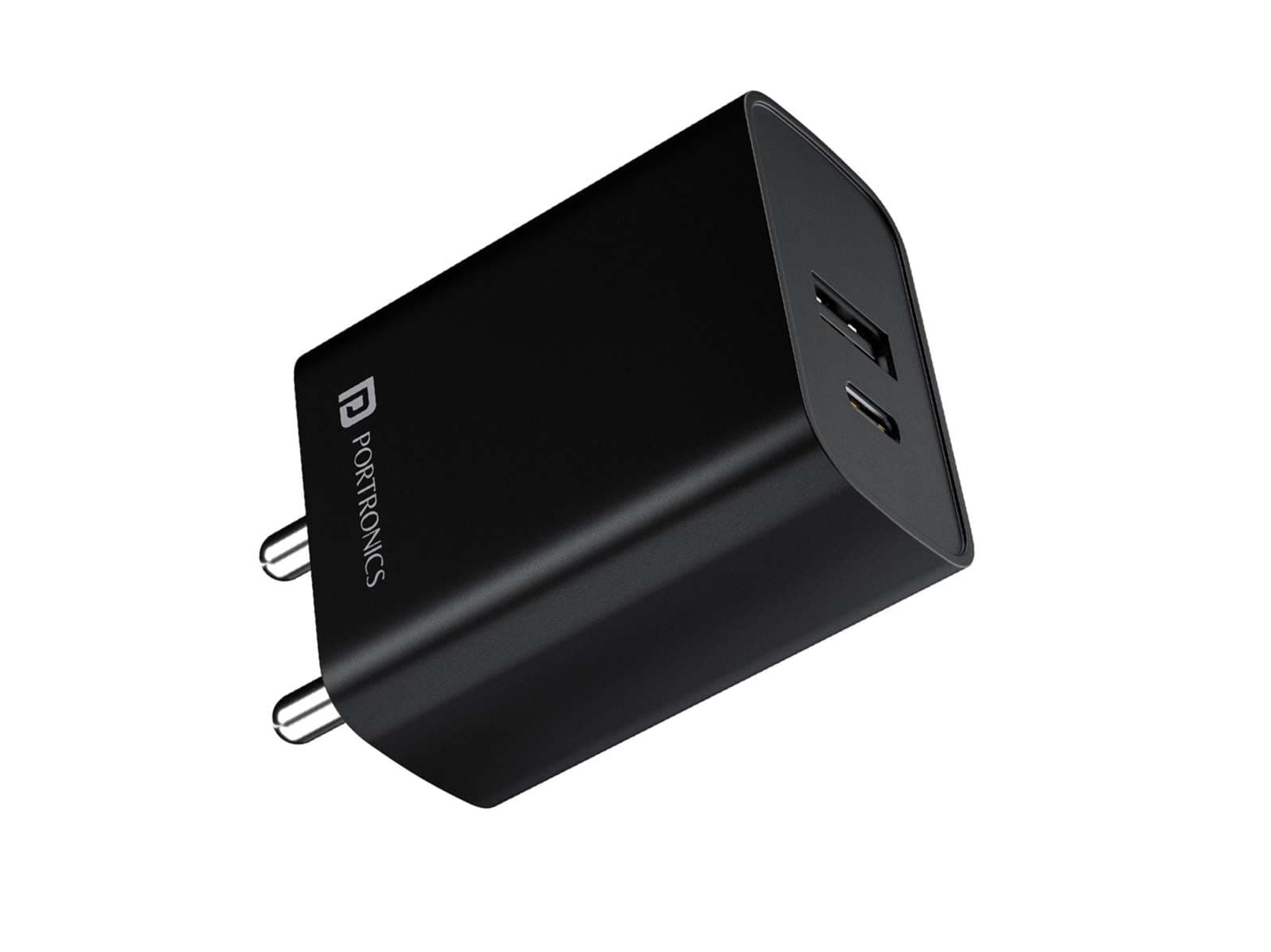 Portronics Adapto 70 Black, 33W Fast Charger Adapter with Dual Output (USB + Type C) Supports PPS Charging Via Type C Port, 27W Dash, Warp 27W, Dart - Charger | Buy online on ZillyBuy