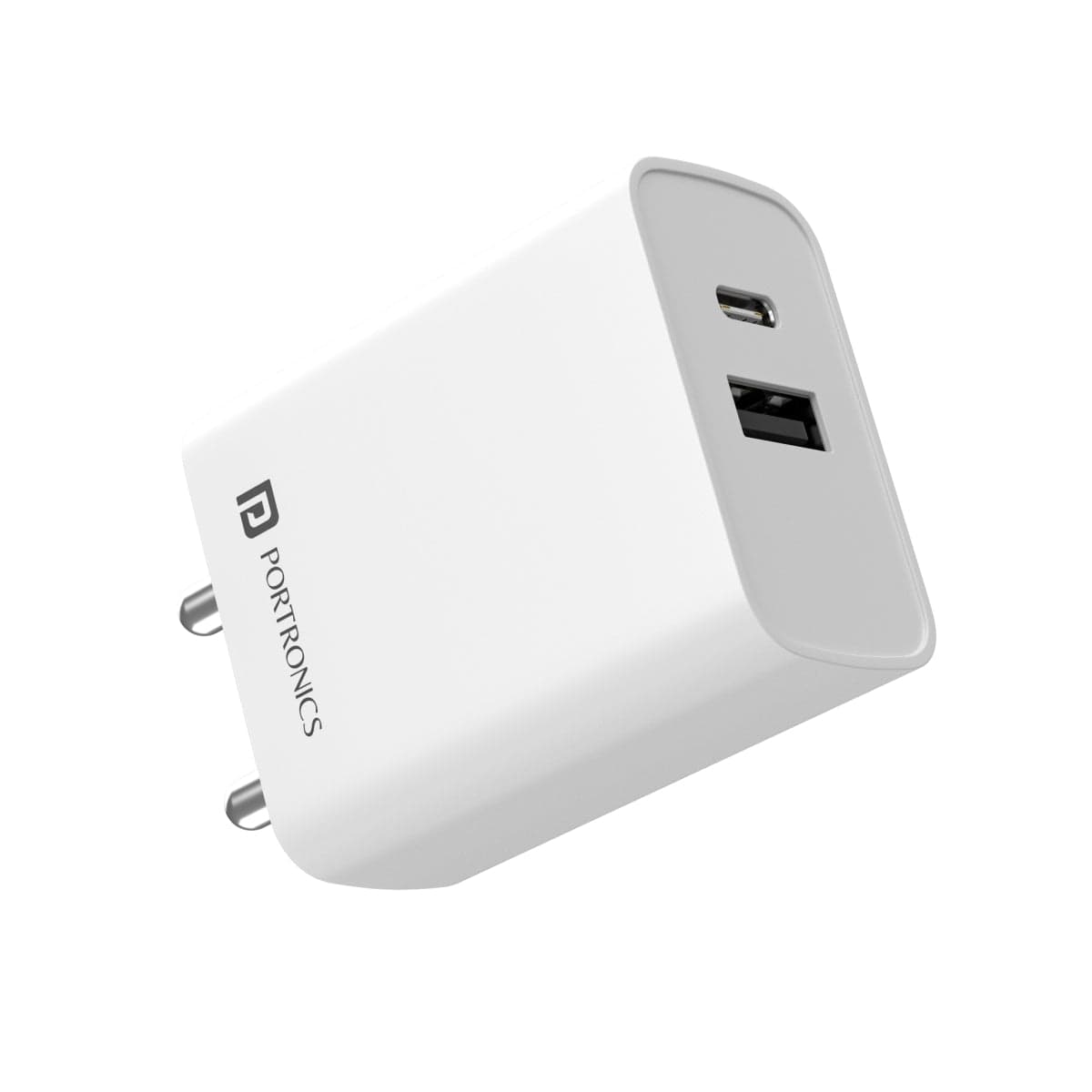 Portronics Adapto 70 White - 33W Fast Charger Adapter with Dual Output (USB + Type C) Supports PPS Charging Via Type C Port, 27W Dash, Warp 27W, Dart - Charger | Buy online on ZillyBuy
