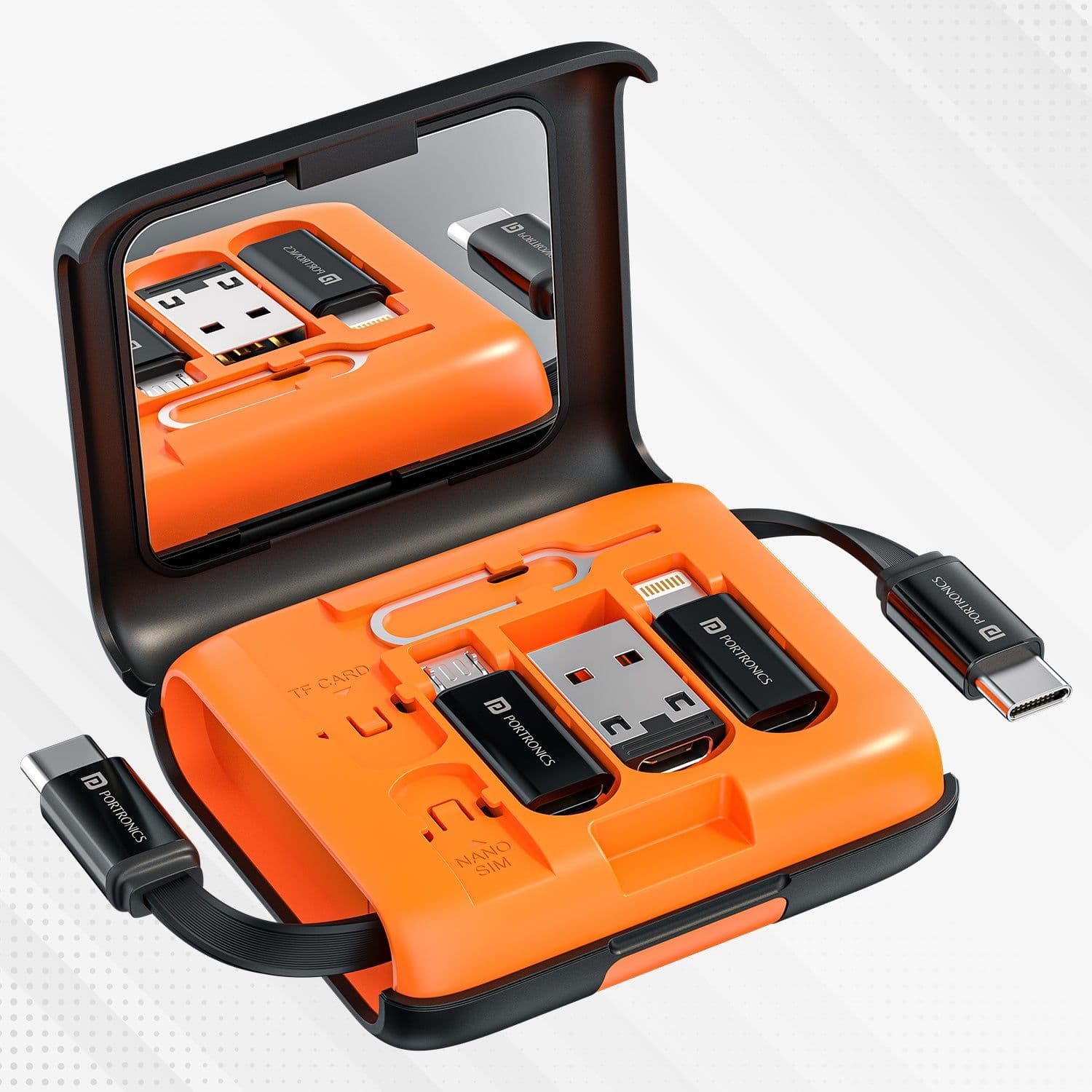 Portronics SnapCase 5, 8 Pin/USB-A Connector, Sim Injector Pin, SD Card, Sim Card Slot, 60W Max Output - Charger | Buy online on ZillyBuy