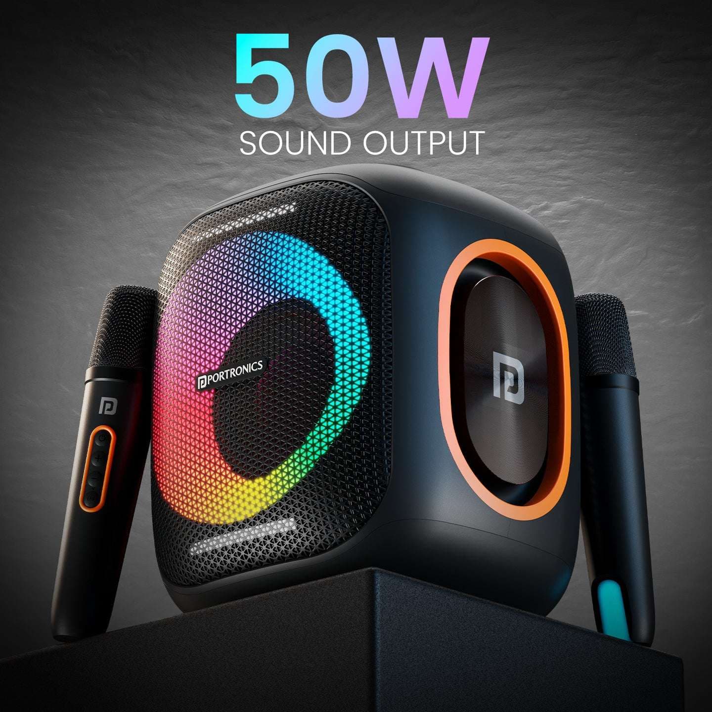 Portronics Dash 10 Dual Wireless Karaoke Mic, Dual Bass Radiator, Upto 6 Hour Playtime, Type C Fast charging - Speaker | Buy online on ZillyBuy