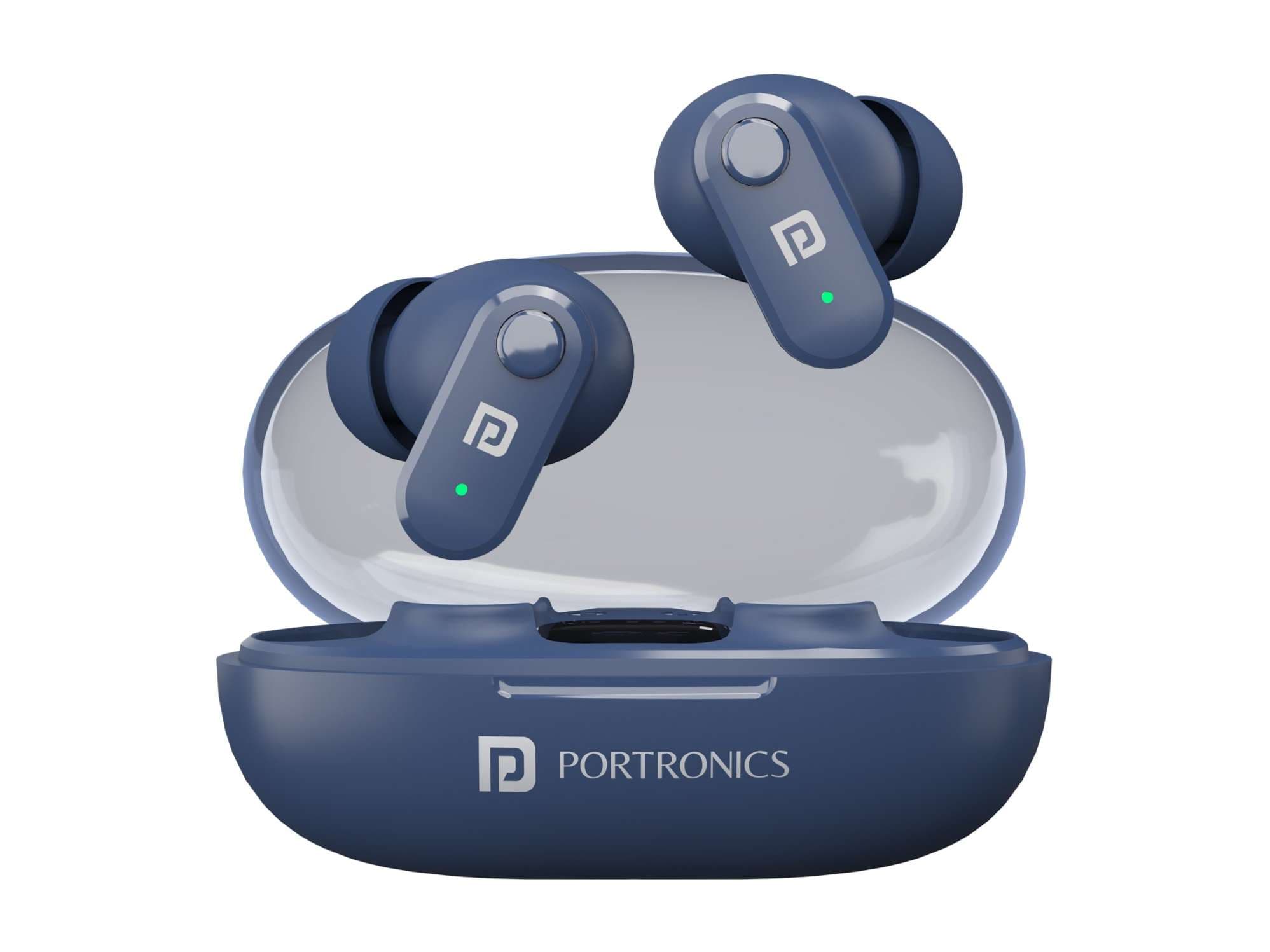Portronics Harmonics Twins S16 in Ear Wireless TWS Earbuds with 24 Hrs Playtime, Clear Calls, Game & Music Mode, Low Latency, Bluetooth 5.3v, LED Display, Type C Fast Charging - Blue - Earphone | Buy online on ZillyBuy