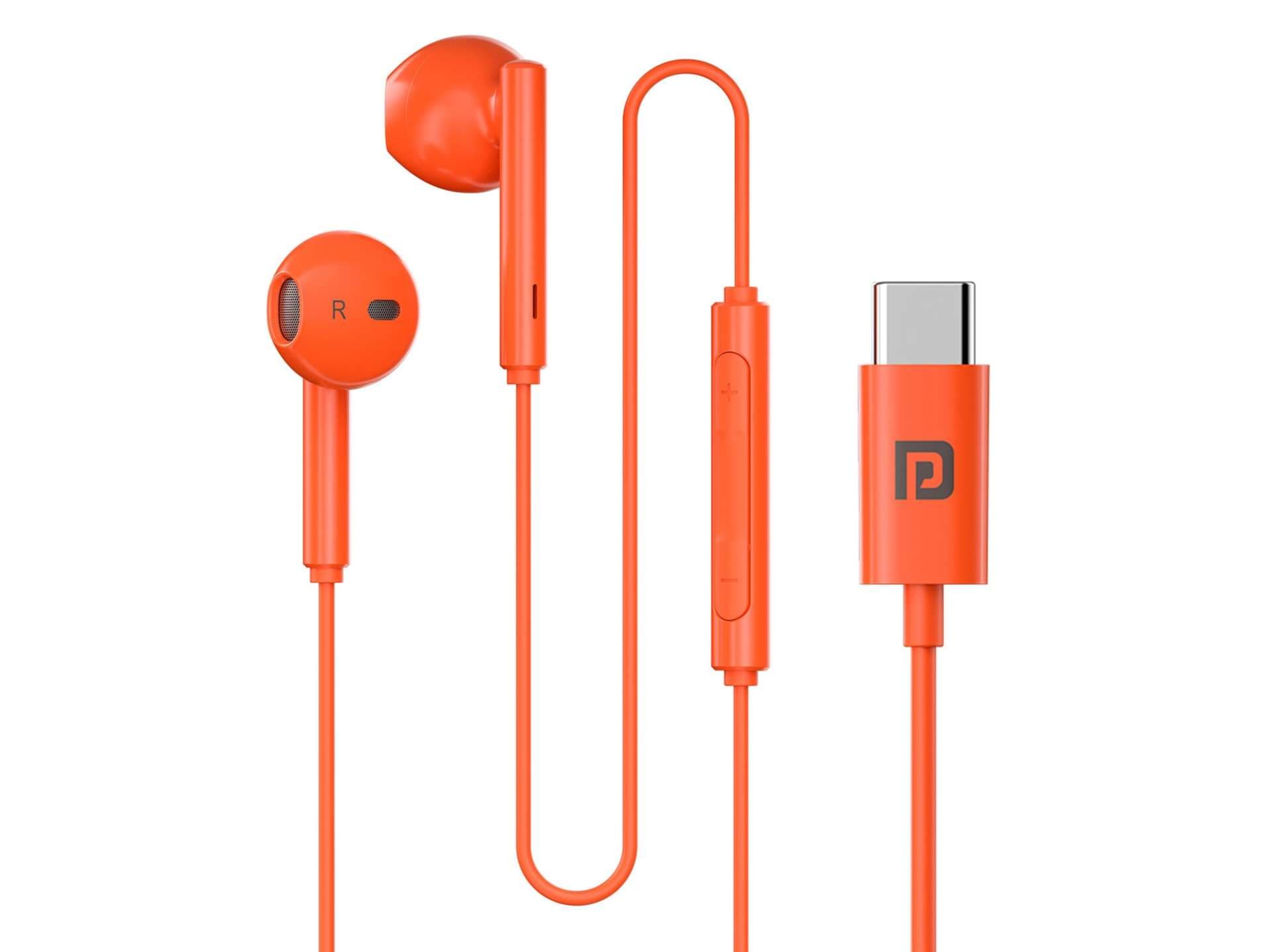 Portronics Conch Theta C, Type C Audio Jack, Unique Earbuds Design, 14.2mm Dynamic Driver, TPE Anti Tangle Material - Orange - Earphone | Buy online on ZillyBuy