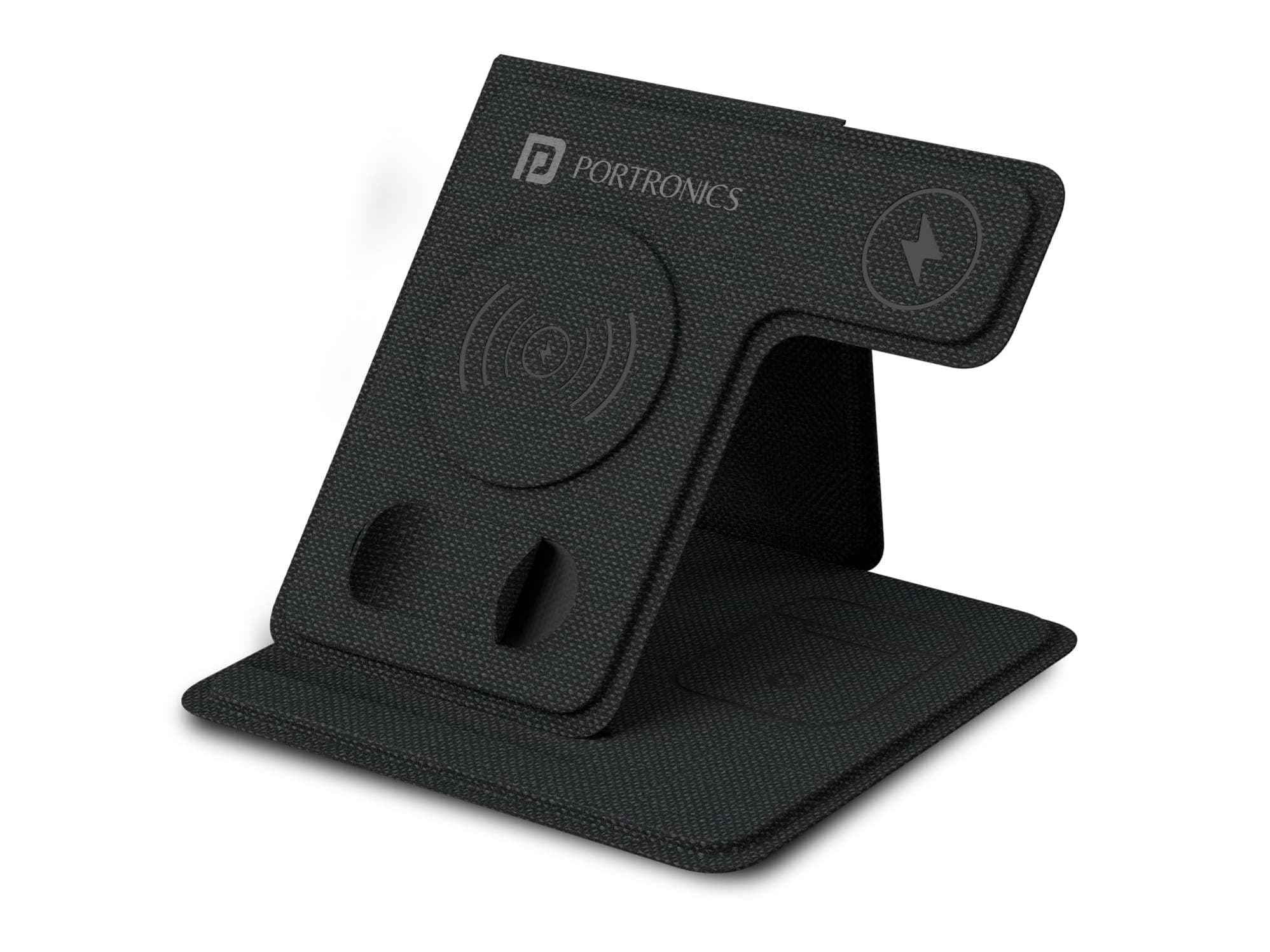 Portronics Freedom Fold 3 15W 3 in 1 Foldable MagSafe Compatible Wireless Charger for iPhone 12 & Above Series, Apple Watches & AirPods with Premium PU Leather, 1M Type C Charging Cable - Charger | Buy online on ZillyBuy