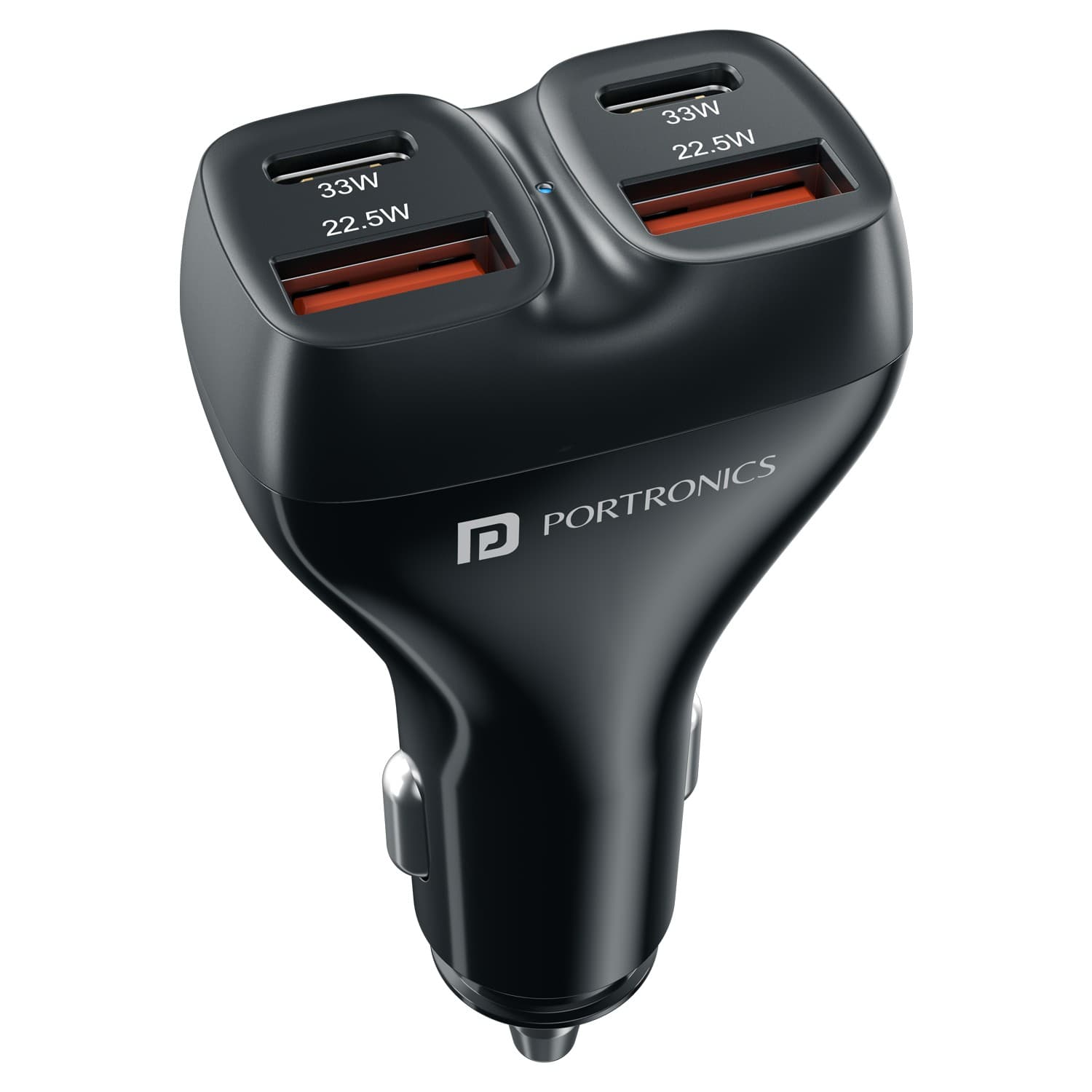 Portronics Car Power Quard Dual 33W Type-C PD, Dual 22.5W USB-A, Charge 4 Devices Simultaneously, 111W Four Ports Car Charger - Charger | Buy online on ZillyBuy
