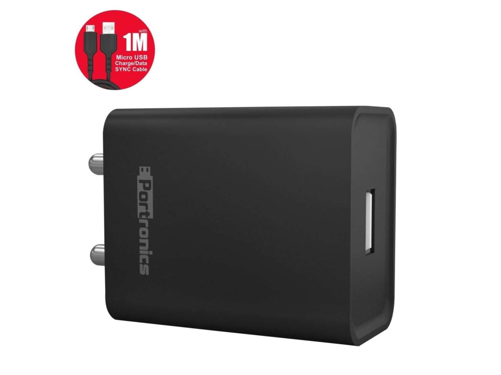 Portronics Adapto 62 BIS Certified, USB Port, wide Compatibility, Lightweight - Black - Charger | Buy online on ZillyBuy