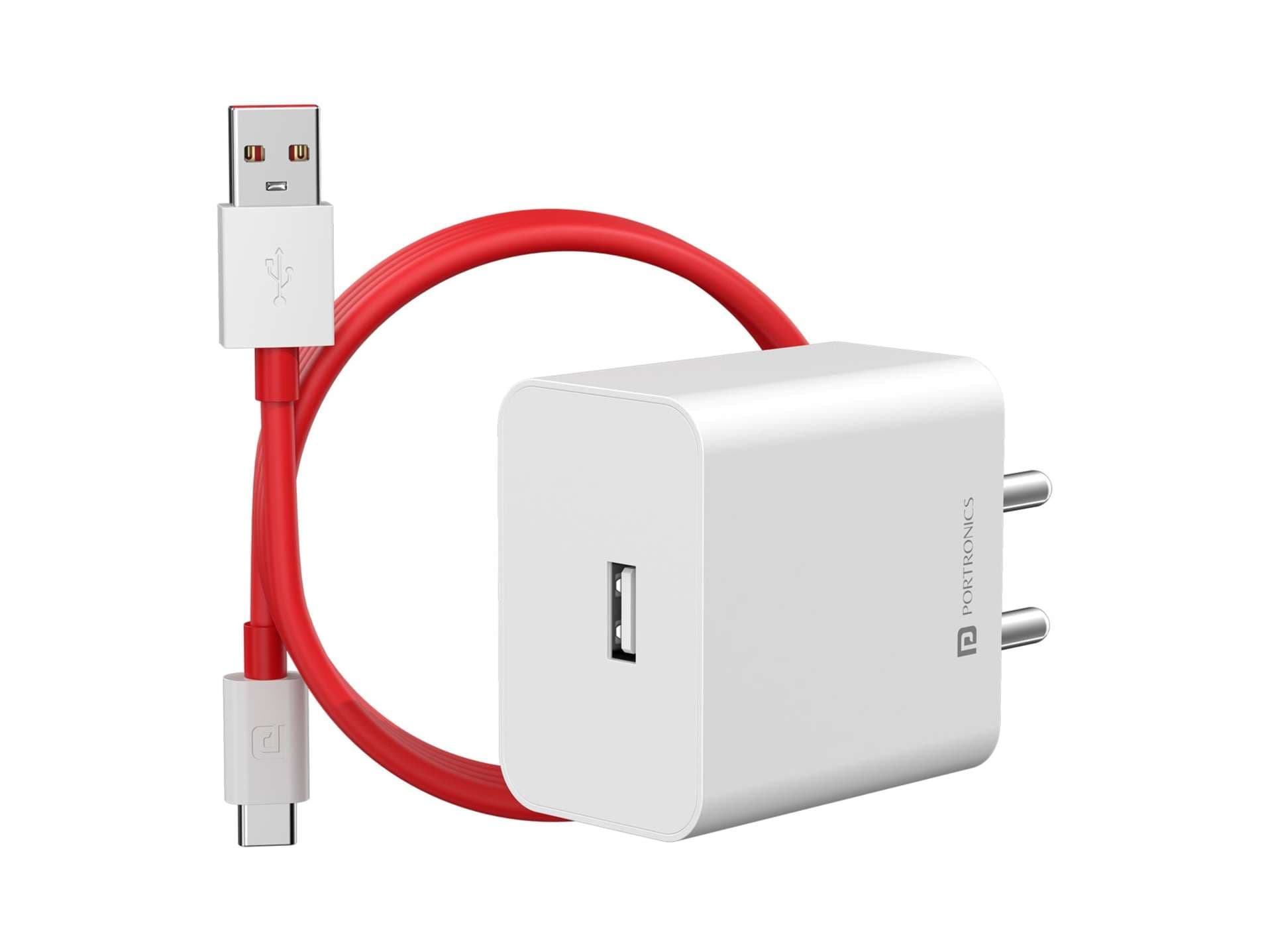 Portronics Adapto 35A USB A Output Port, VOOC Charging,WARP Charging, DASH Charging, QUICK Charging, 1M Charging Cable - Charger | Buy online on ZillyBuy