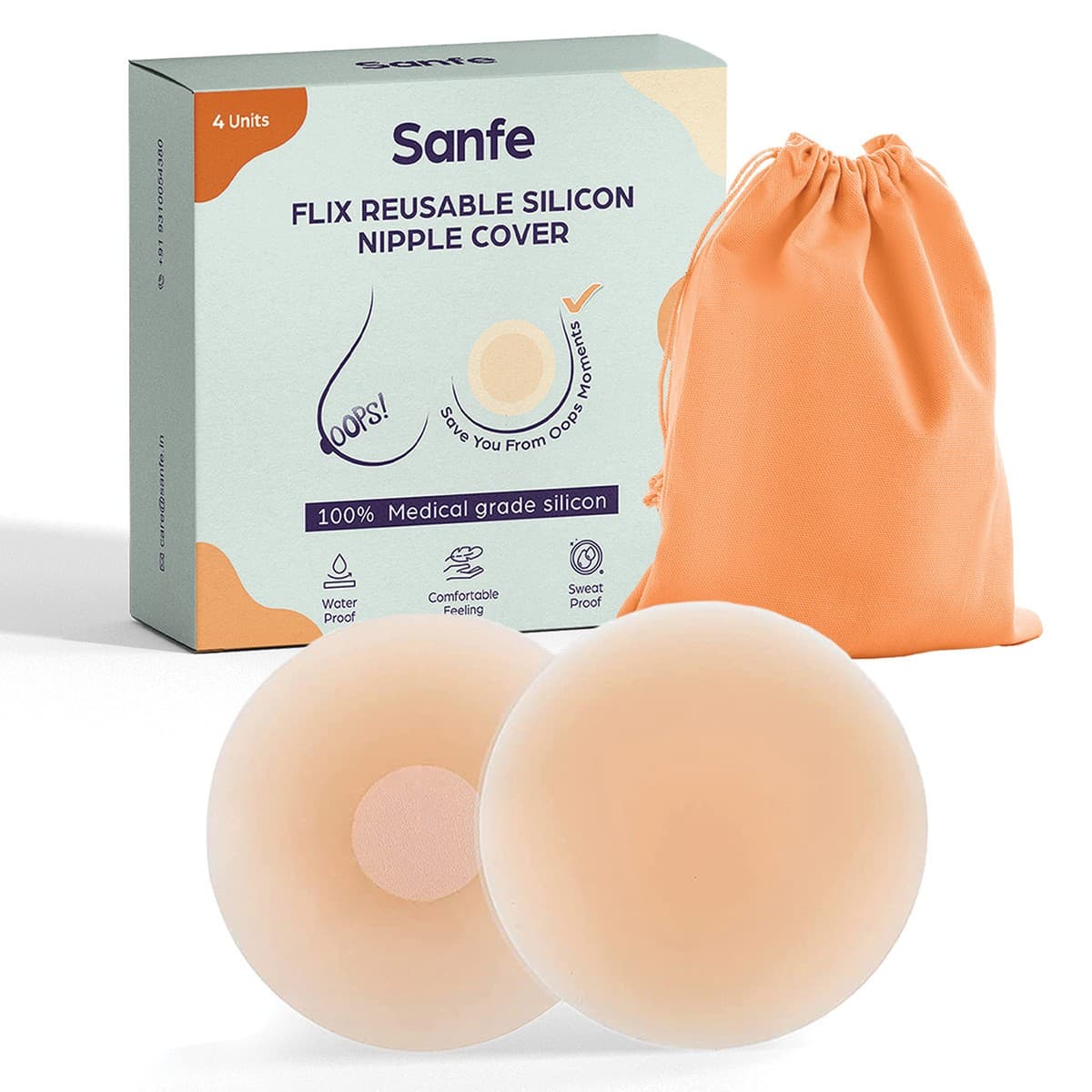 Sanfe Flix Reusable Silicone Nipple Cover - Pack of 1, Invisible Seamless Look - Shaving and Grooming | Buy online on ZillyBuy