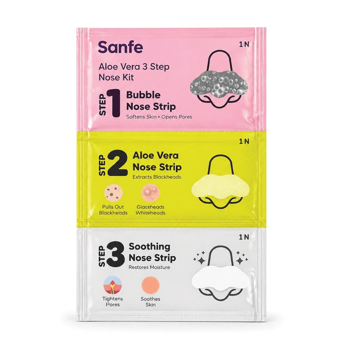 Sanfe Aloe Vera 3 Step Nose Strip Kit - Makeup - Face | Buy online on ZillyBuy