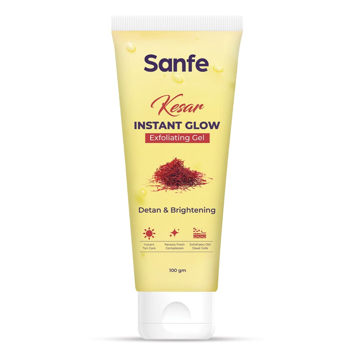 Sanfe Kesar Instant Glow Exfoliating Gel - 100g I Tan Removal Scrub - Bath Soaps and Gels | Buy online on ZillyBuy