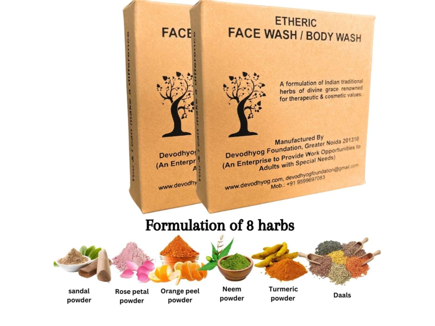 Etheric face & Body Wash (Twin Pack) Natural Chemical free Herbal Powder for anti acne & skin lightening - 75+75 gm - Skin Care - Face Cleansers | Buy online on ZillyBuy