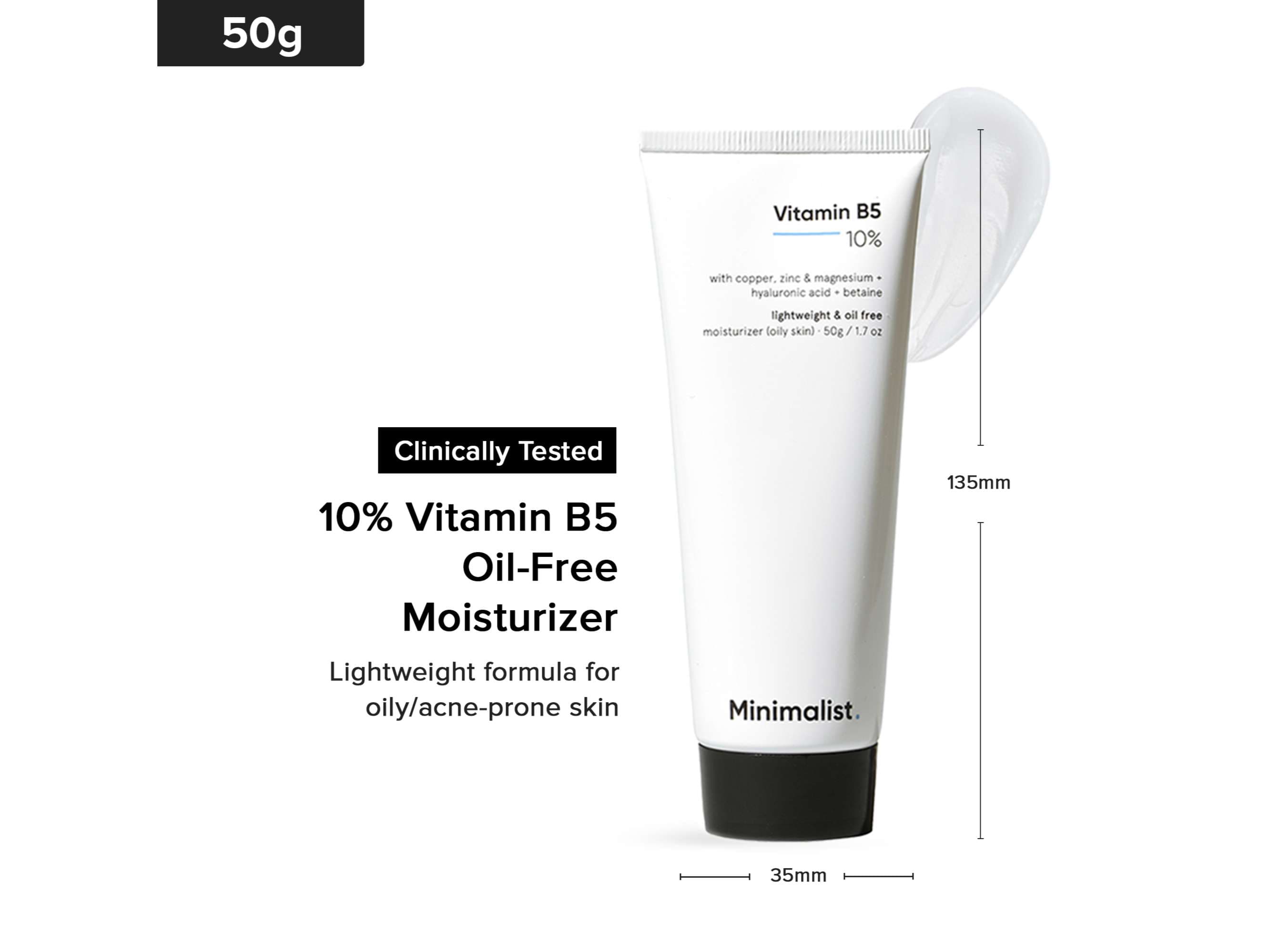 Minimalist 10% Vitamin B5 Face Moisturizer - OIl Free, Lightweight Gel Moisturizer for Combination Skin, Barrier Repair Face Cream with Glycerine - 50 Gram - Skin Care - Lotions, Moisturisers, and Creams | Buy online on ZillyBuy