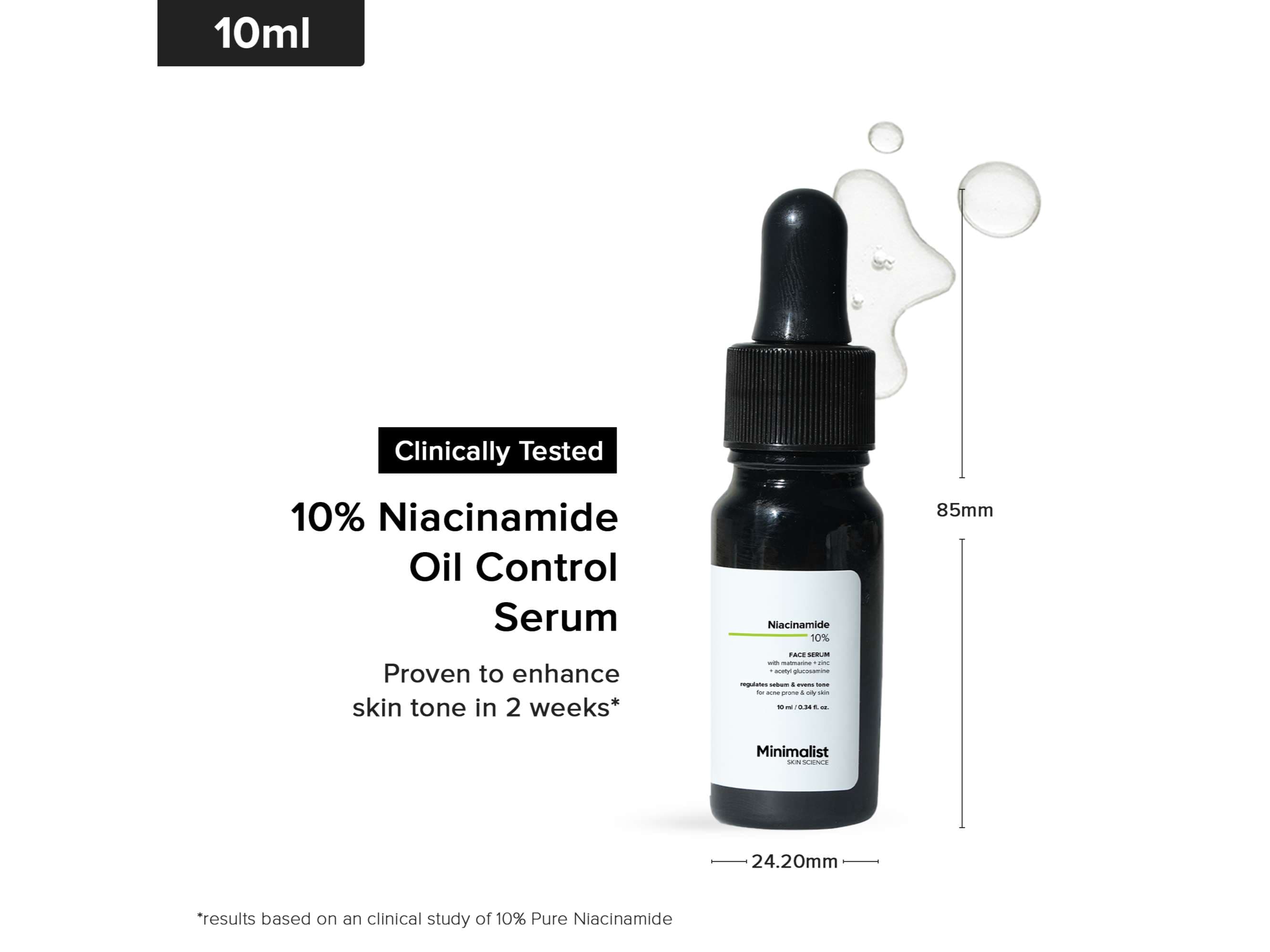 Minimalist 10% Niacinamide Serum with Zinc Reduces Acne Marks, Controls Oil & Minimizes Pores, Vitamin B3 for Blemish-Free, Clear Skin - 10 Millilitre - Skin Care - Lotions, Moisturisers, and Creams | Buy online on ZillyBuy