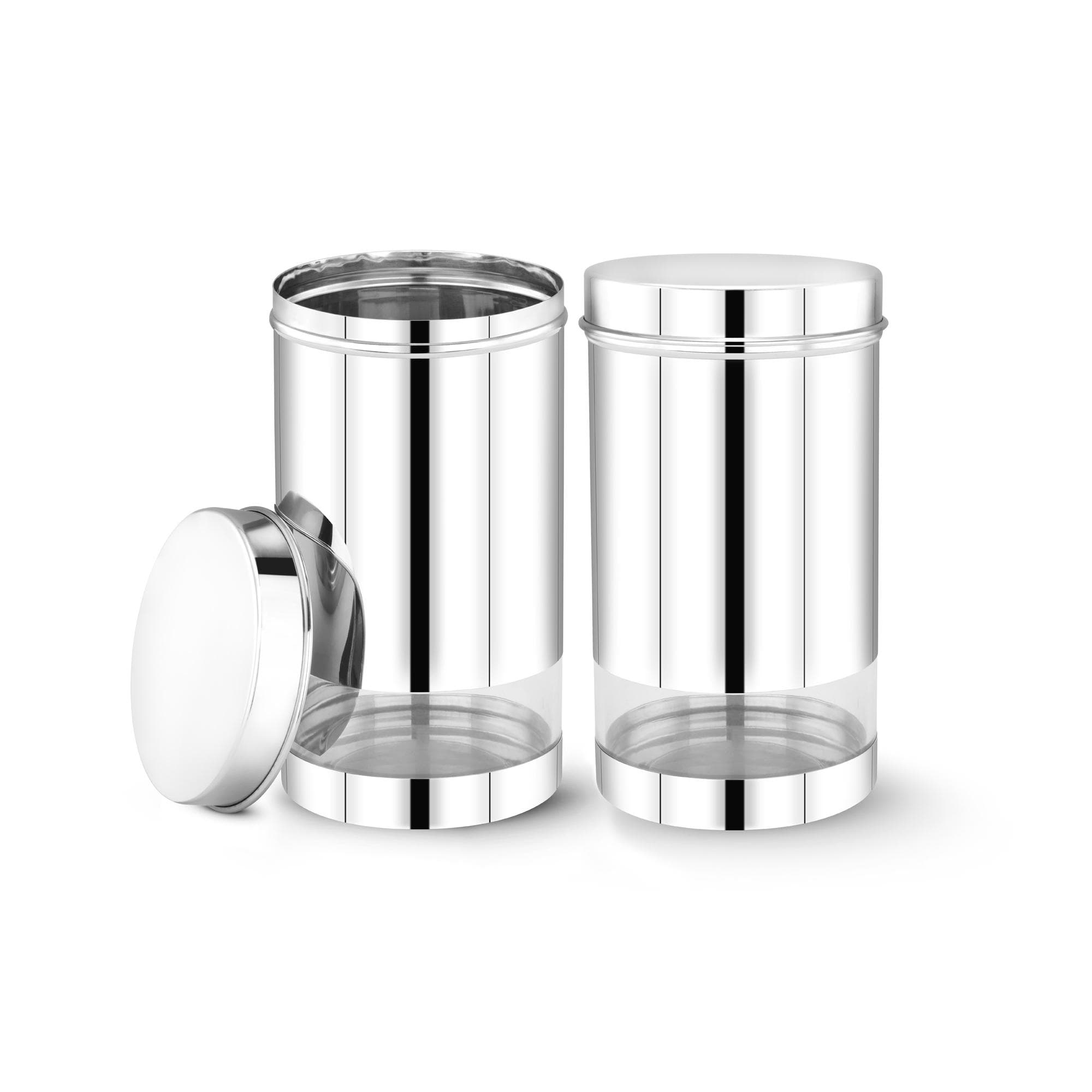 MAXIMA Sunshine Stainless Steel Canister - 1200ml Set of 2 | Elegant Circular Design for Tea, Coffee | Airtight Kitchen Storage Container - Kitchen Storage and Containers | Buy online on ZillyBuy