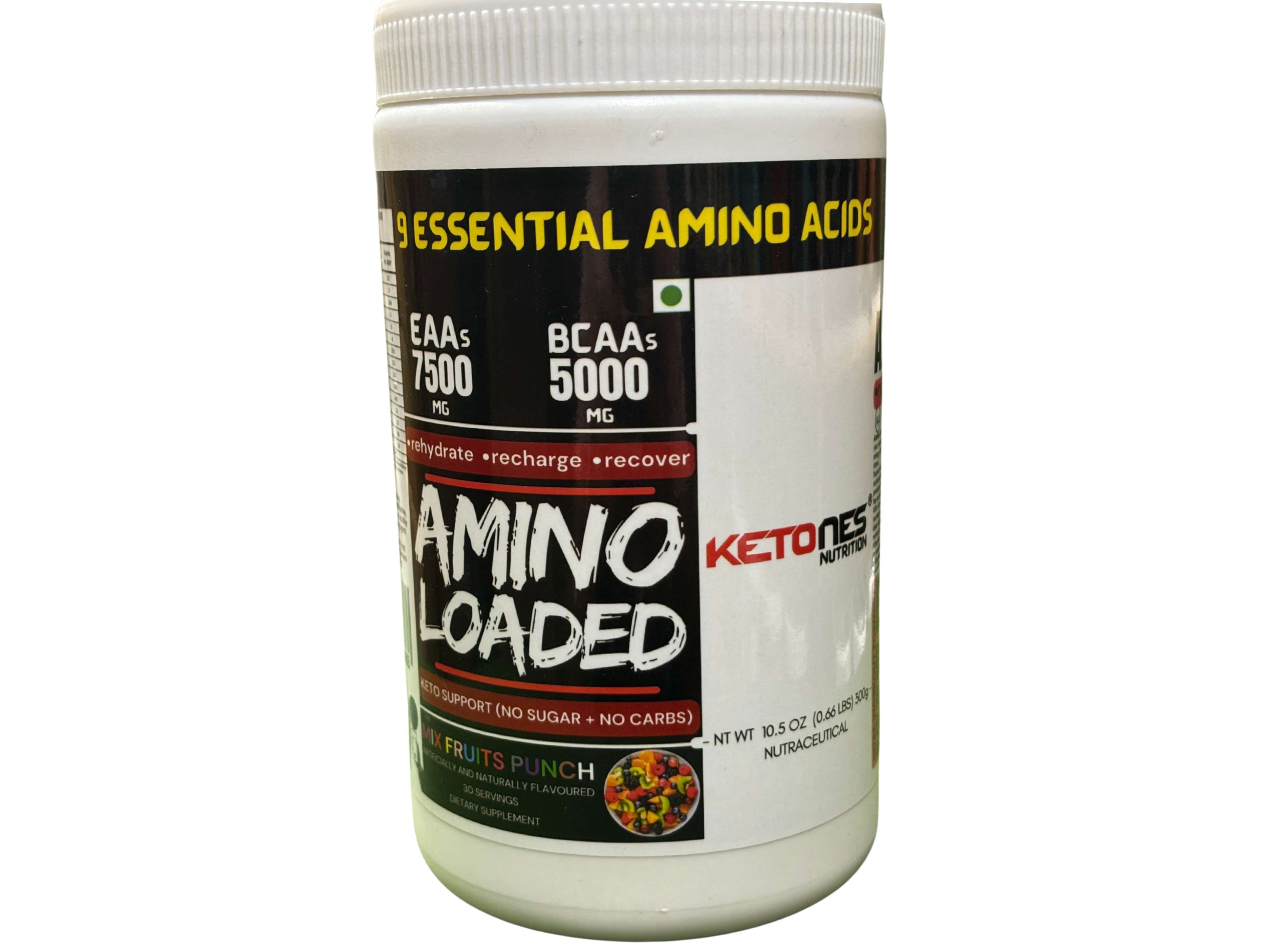 Ketones Nutrition Amino Loaded EAA 7500 | 400 gm | Mix Fruit - Nutrition and Fitness Supplements | Buy online on ZillyBuy