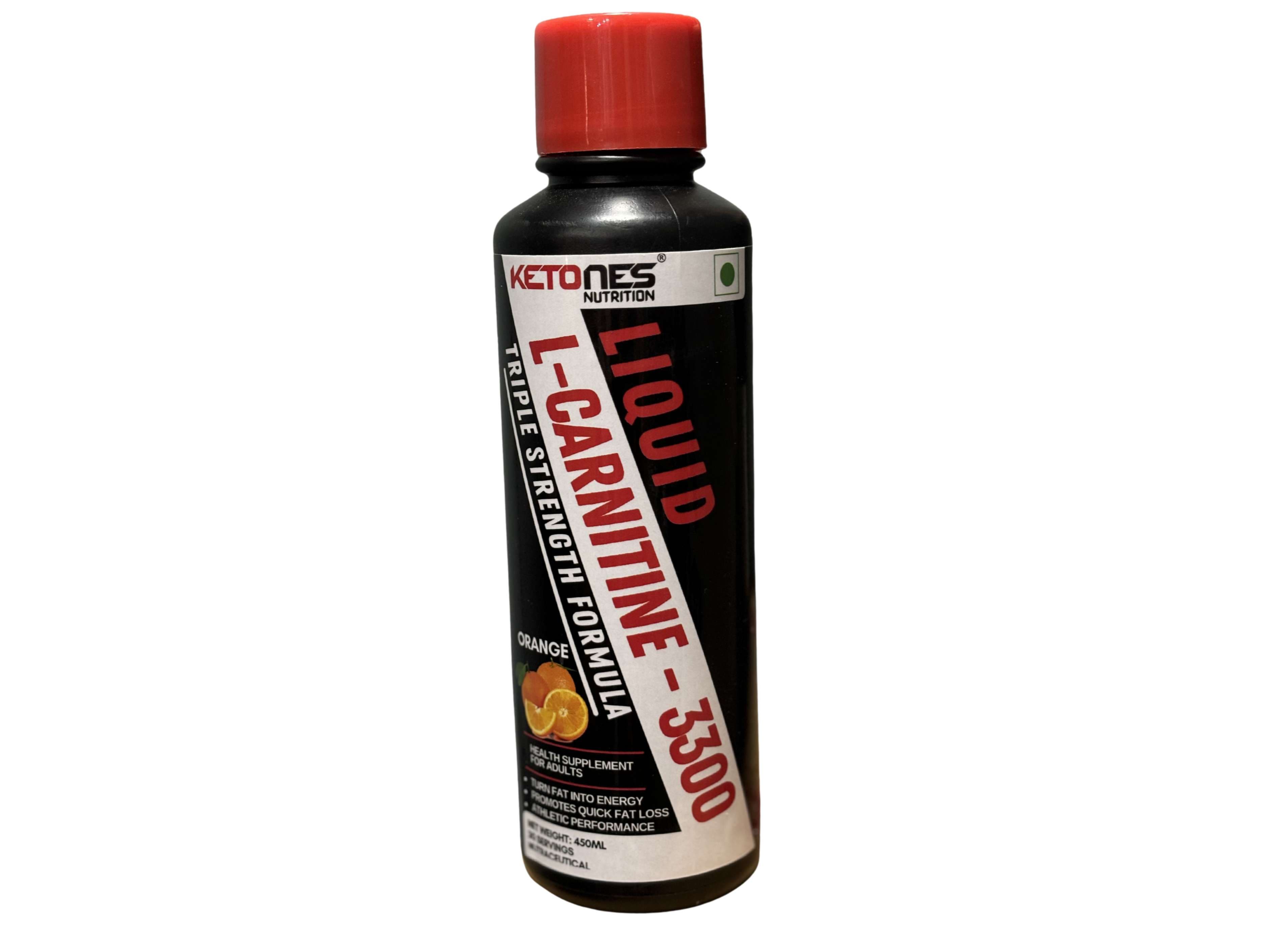Ketones Nutrition - Liquid L Carnitine 3300 Triple Strength Formula | 30 Servings | Orange - Nutrition and Fitness Supplements | Buy online on ZillyBuy