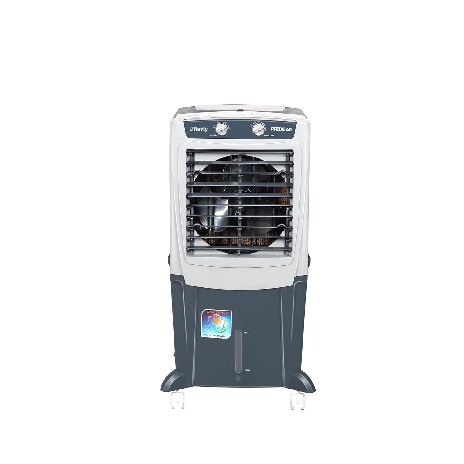 BHABURLY Pride 40 LTR Personal Portable Cooler Anti Bacterial Honeycomb Auto Refill 105 W Powerfull Motor 2400 RPM Auto Swing and 3 Speed Control Castor Wheel- Grey 235 ft Floor Area, 1 yr Warranty - Air Cooler | Buy online on ZillyBuy